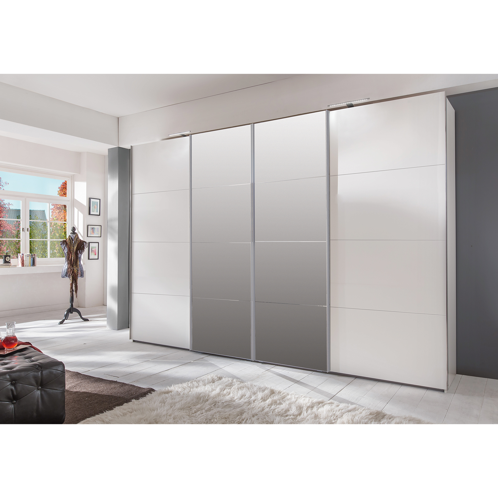 Schwebetürenschrank - Alpinweiß - 270 cm