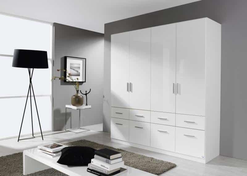 Kleiderschrank - weiß Hochglanz - 181 cm