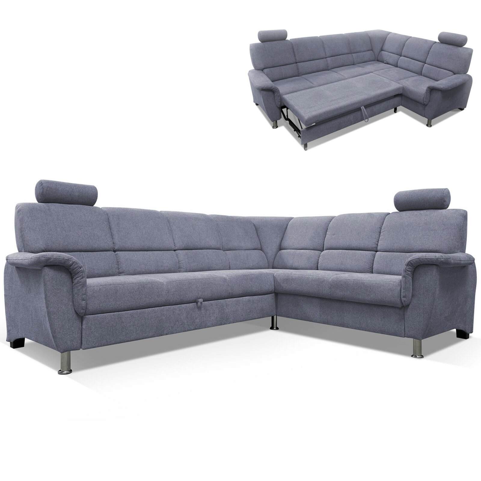 Angebot Roller Ecksofa hellgrau Liegefunktion und Staukasten