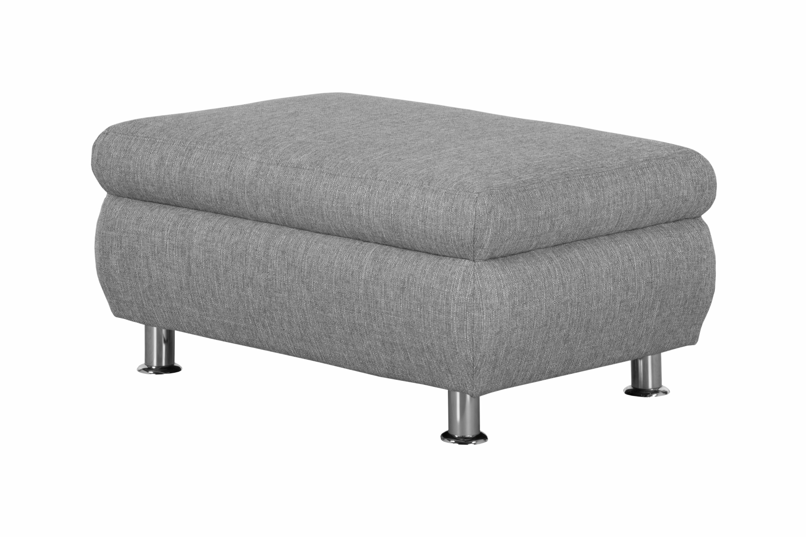 Polsterhocker - grau-silber - Metallfüße
