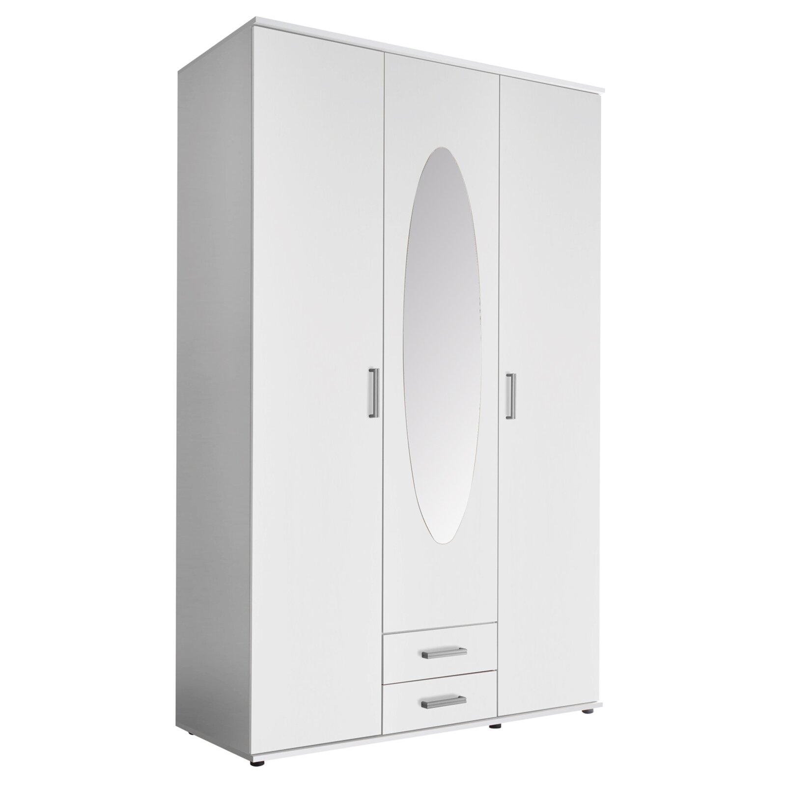 Drehtürenschrank - weiß - Spiegel - 12 cm Drehtürenschrank - weiß - Spiegel - 12 cm