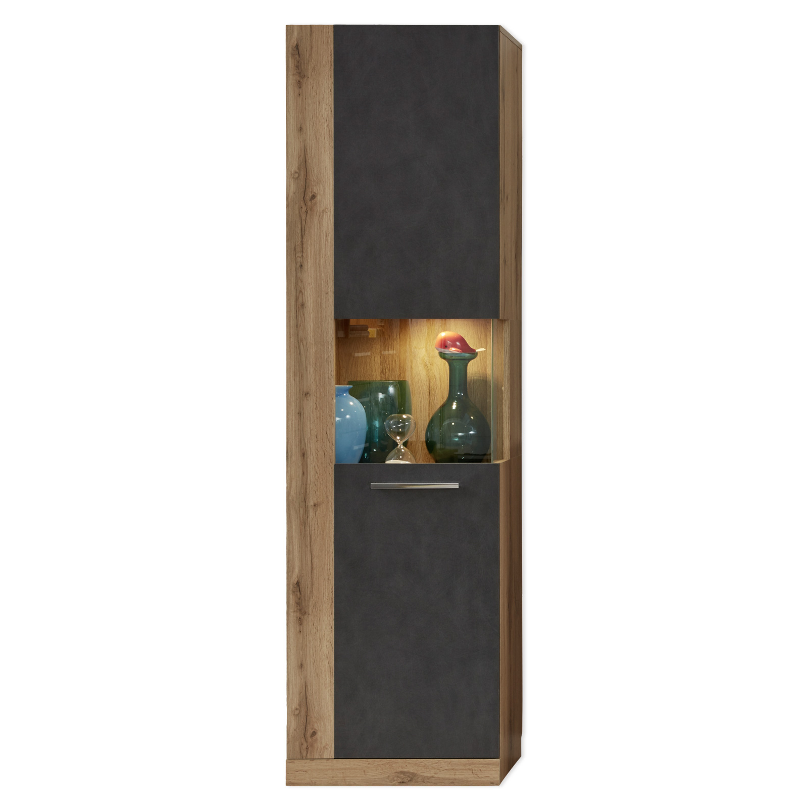 Vitrine - Wotan Eiche-Matera - braun-grau - 52 cm breit