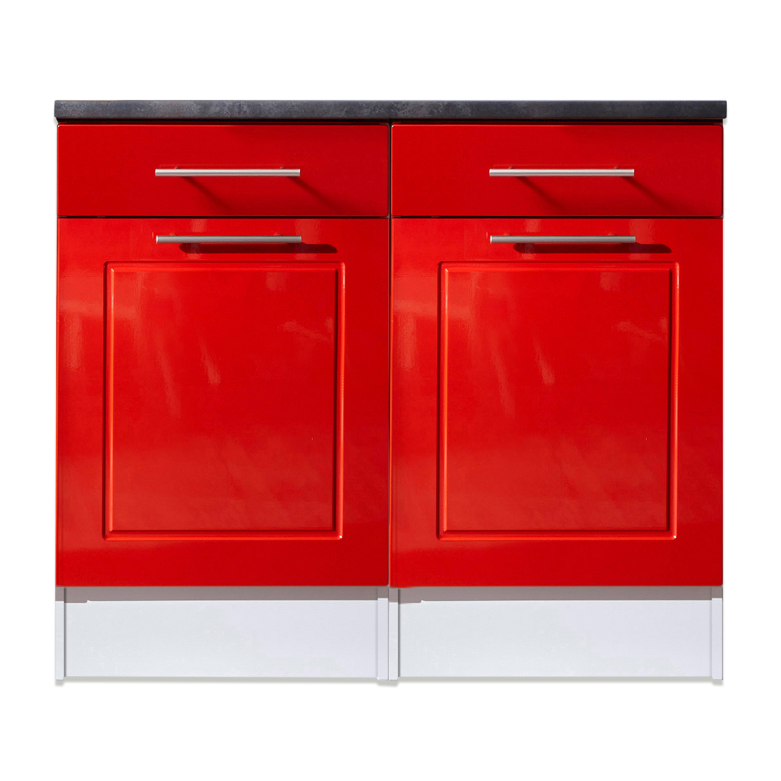 Unterschrank - weiß-rot Hochglanz