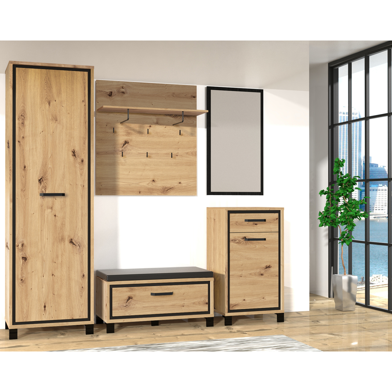 Sitzbank - Artisan Eiche - mit Kissen