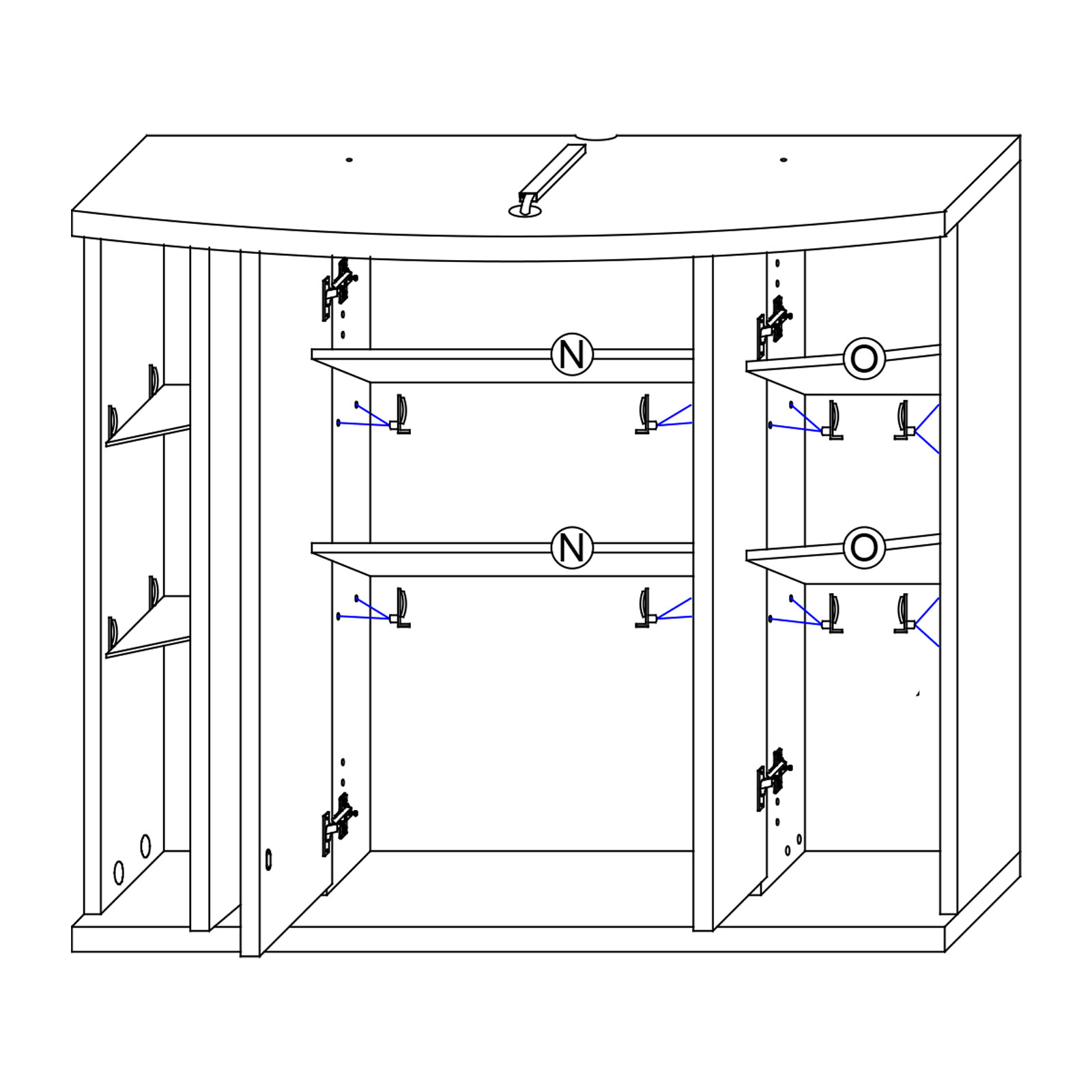 Spiegelschrank - weiß - mit Beleuchtung - 65 cm breit