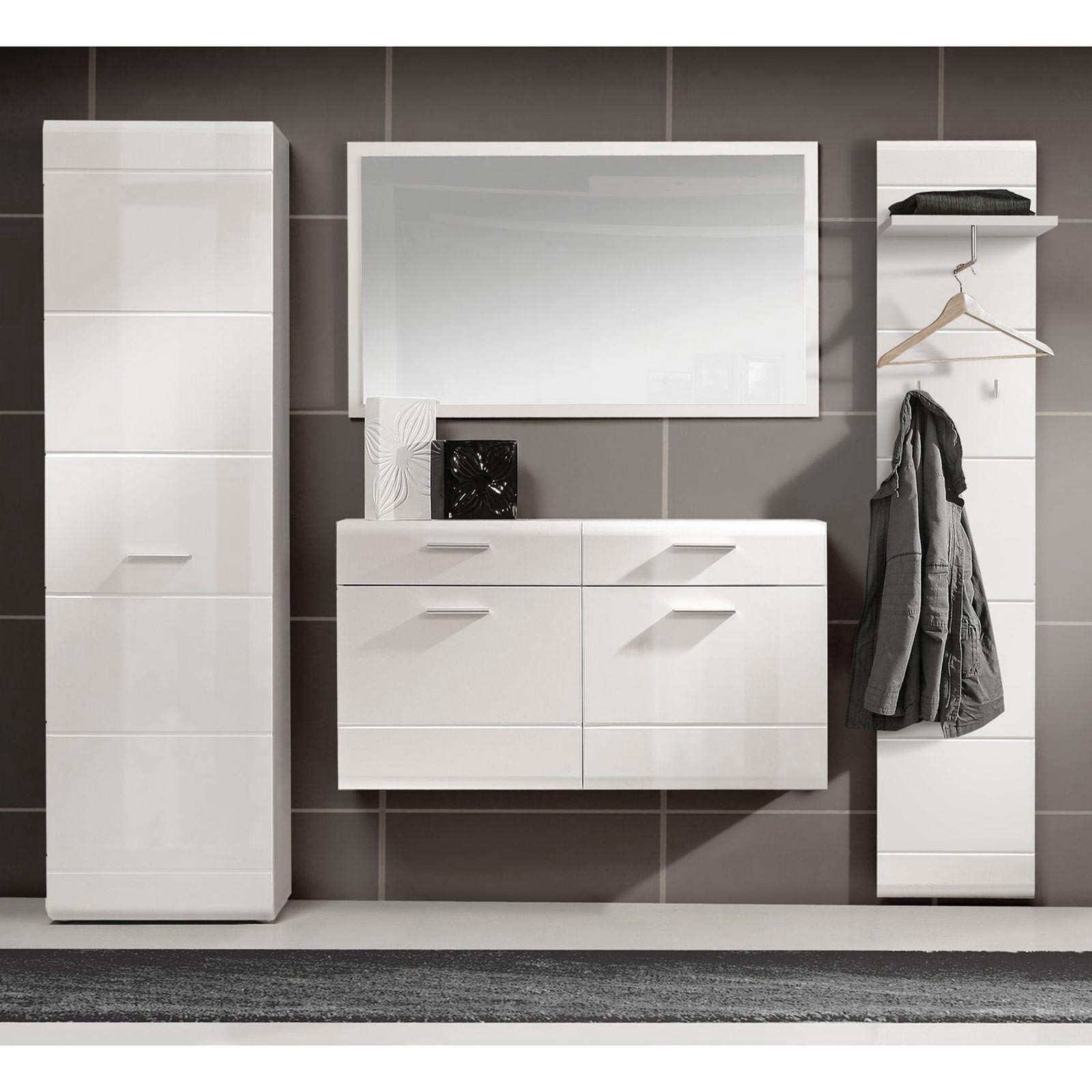 Schuhschrank - weiß Hochglanz - 120 cm breit