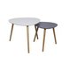2er-Set Couchtisch - weiß-grau - Holz - Kiefer massiv
