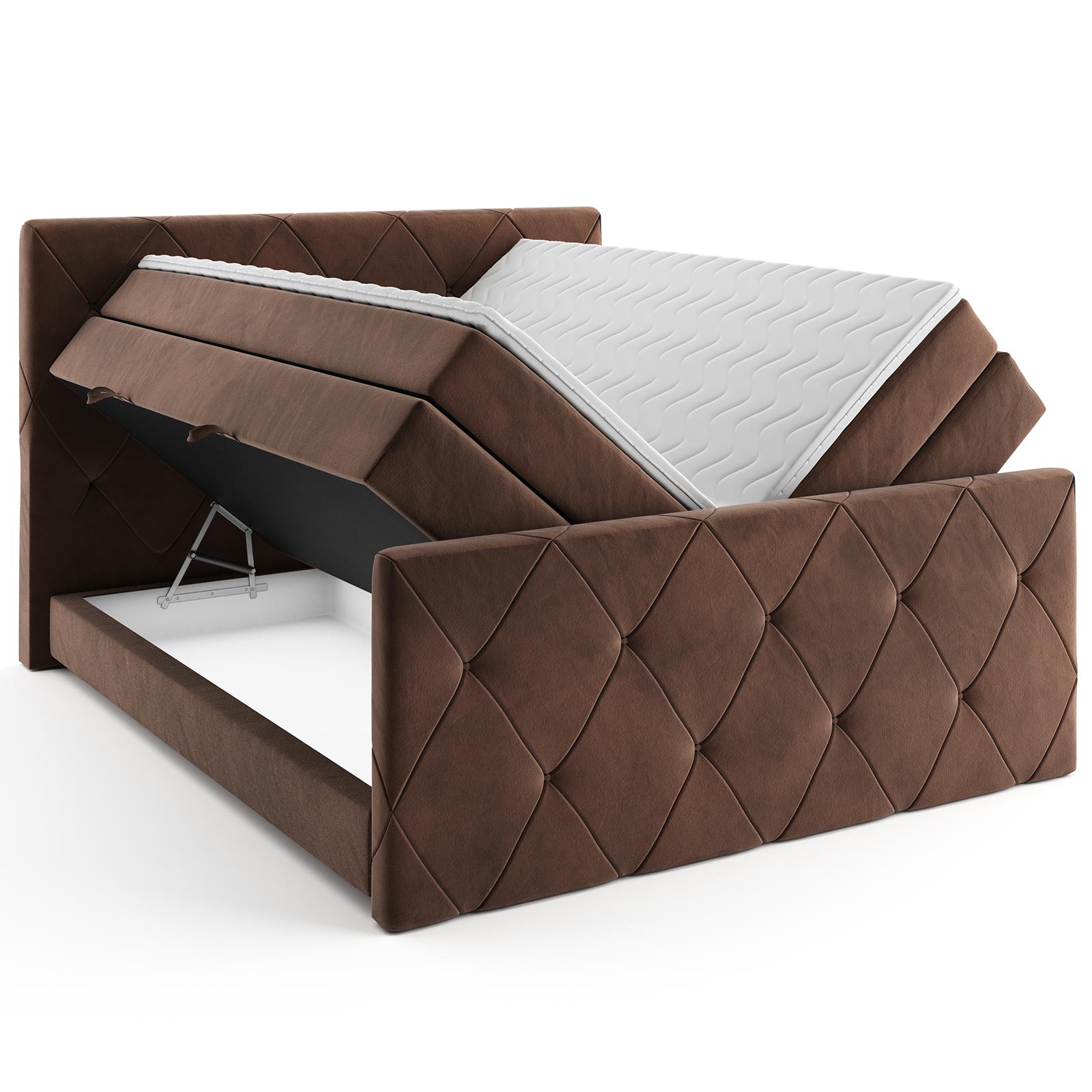 Boxspringbett - braun - H2 - mit Bettkasten - 180x200 cm