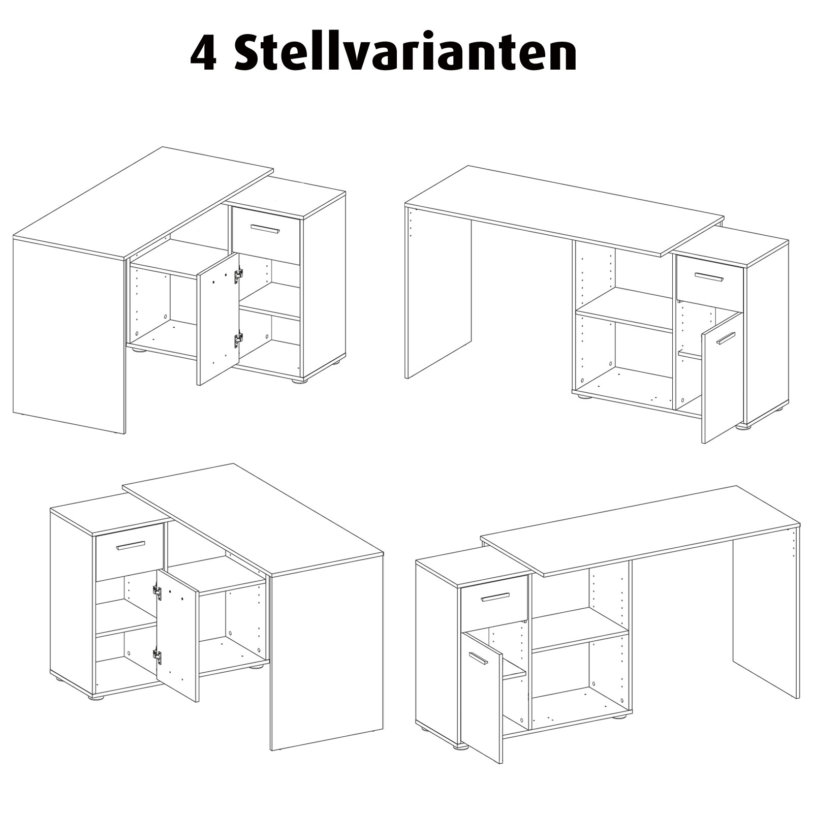 Schreibtisch - weiß - variabel stellbar