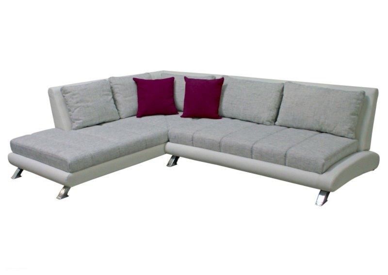 Polsterecke - silber-weiß - Ottomane links | Ecksofas L-Form | Sofas