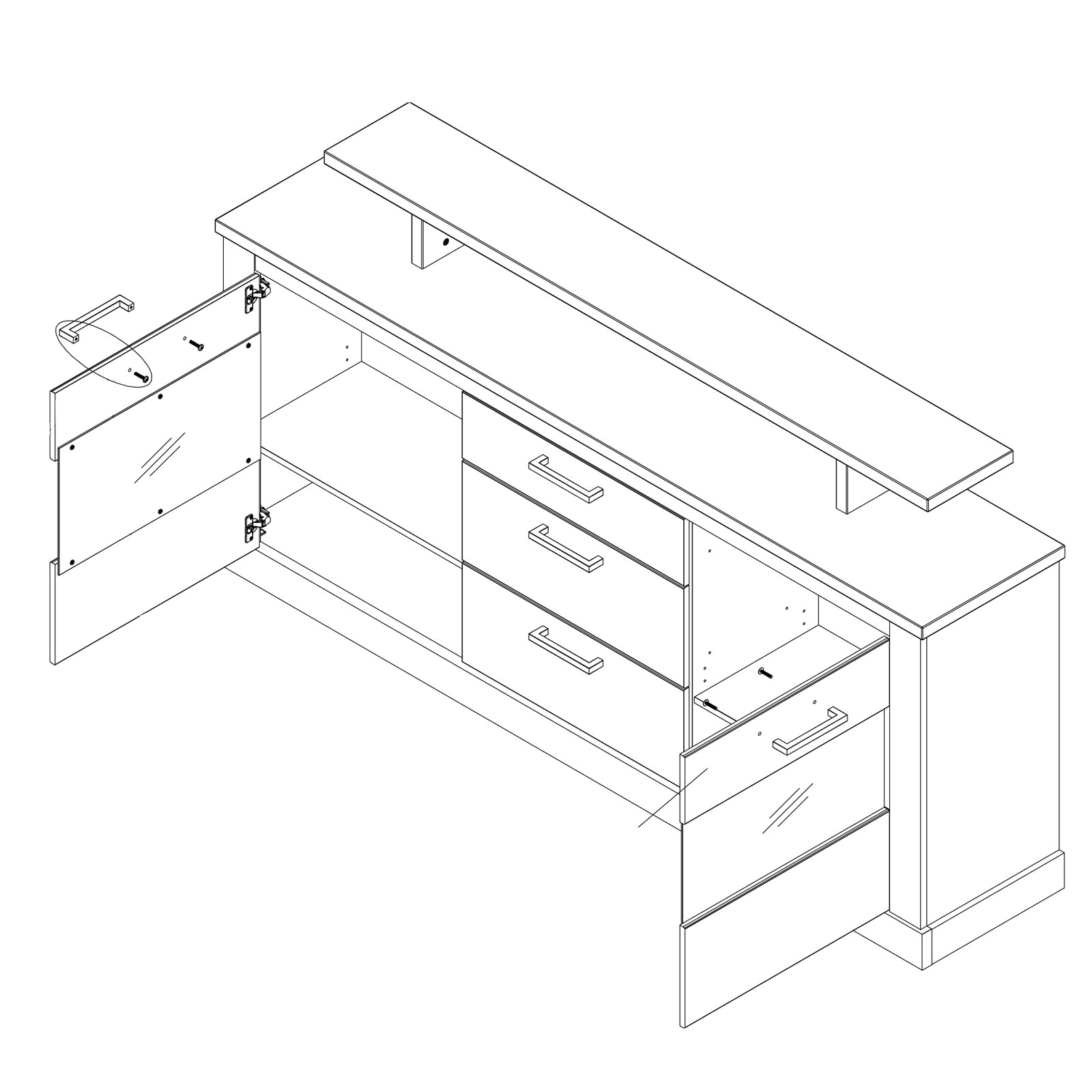 Sideboard - Pinie weiß-Touchwood - 206 cm breit