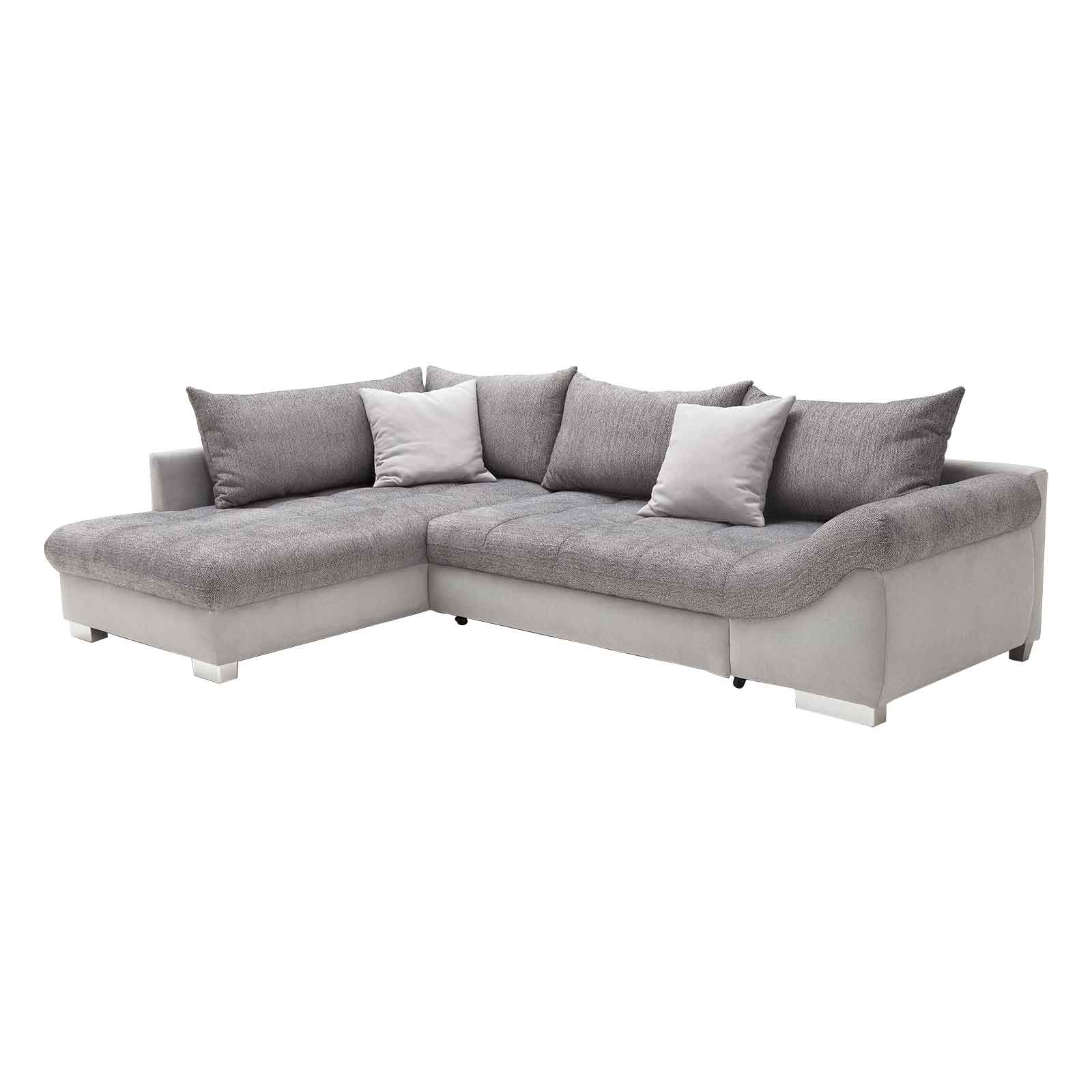 Ecksofa - melange-silver - Webstoff - mit Liegefunktion