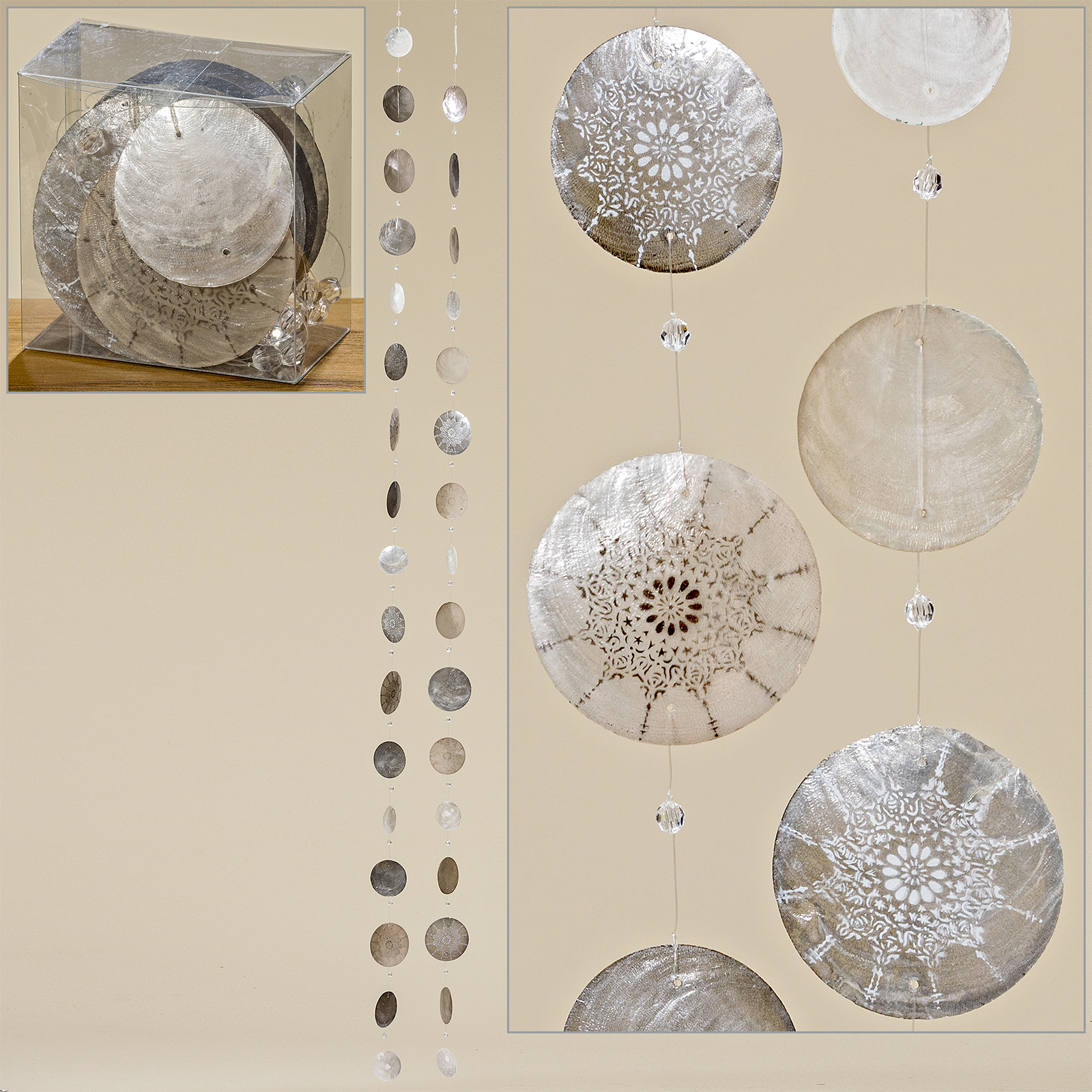 Capiz-Girlande - beige - 180 cm