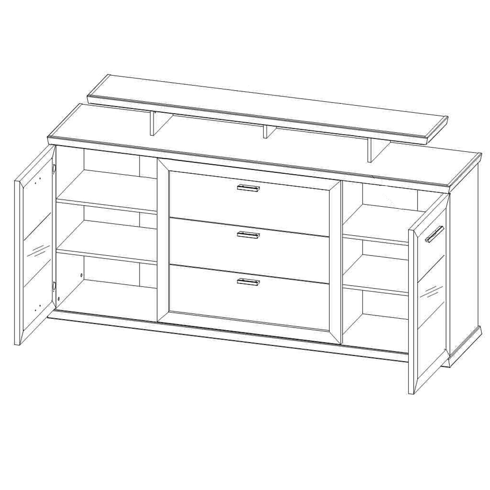 Sideboard - Artisan Eiche - mit Aufsatz - 195 cm