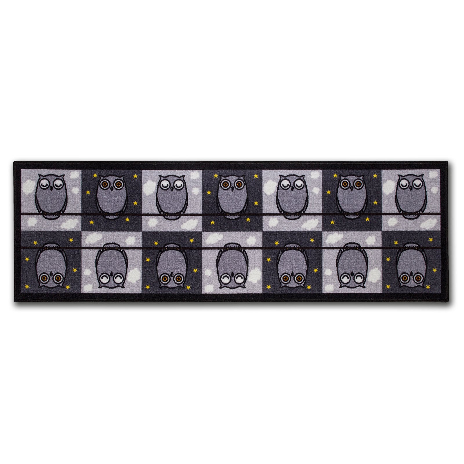 Teppich EMIL DIE EULE - schwarz-weiß - 57x180 cm | Küchenteppiche