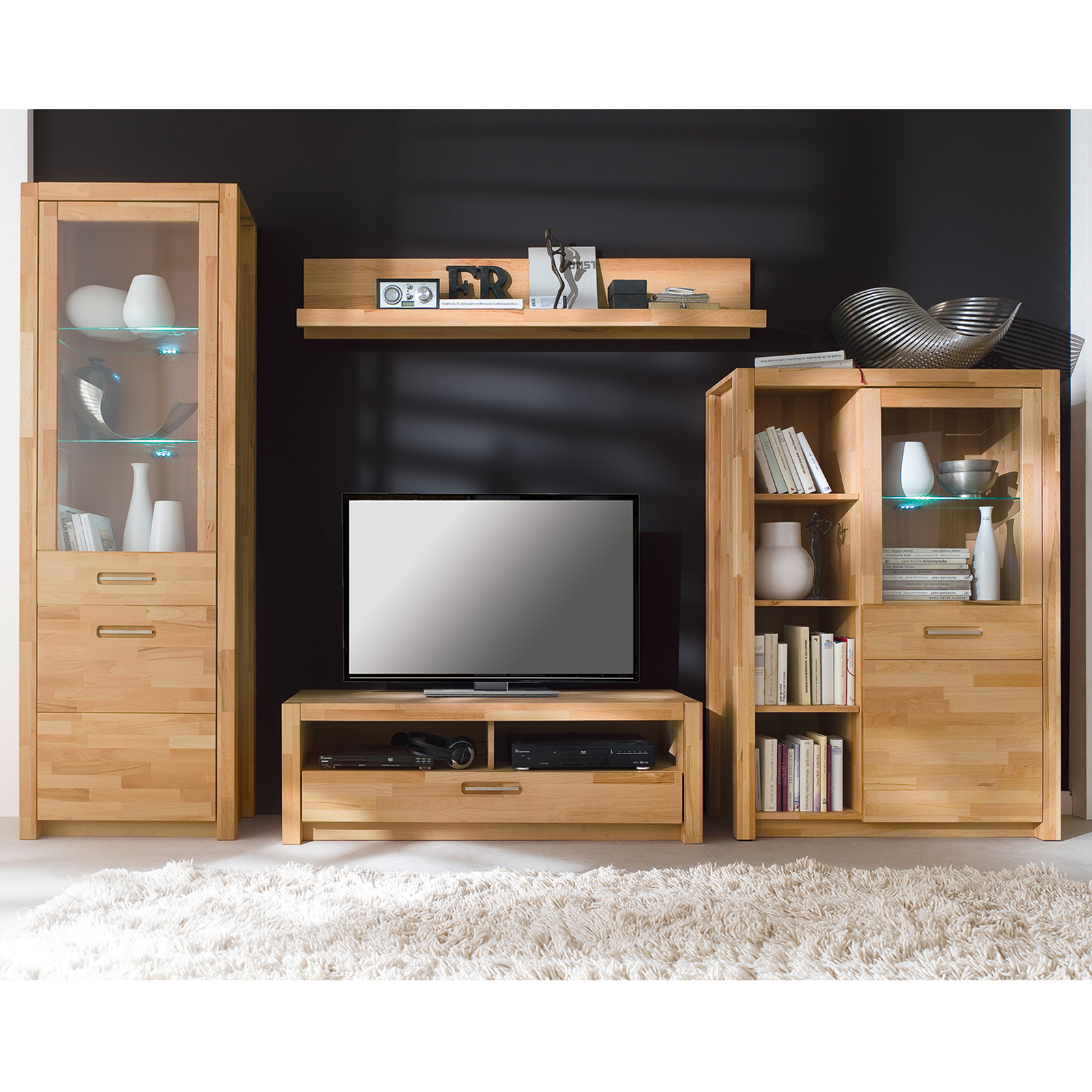 Vitrine - Kernbuche massiv geölt - 98 cm