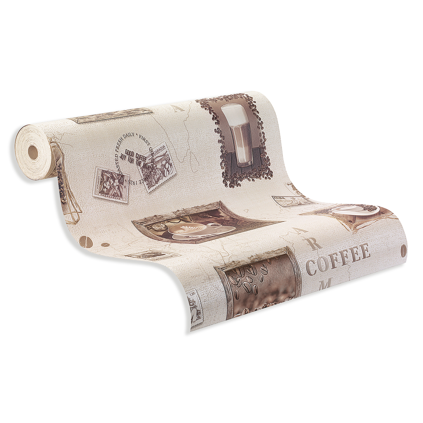 Vinyltapete KUBA - beige-braun - Kaffee -10 Meter