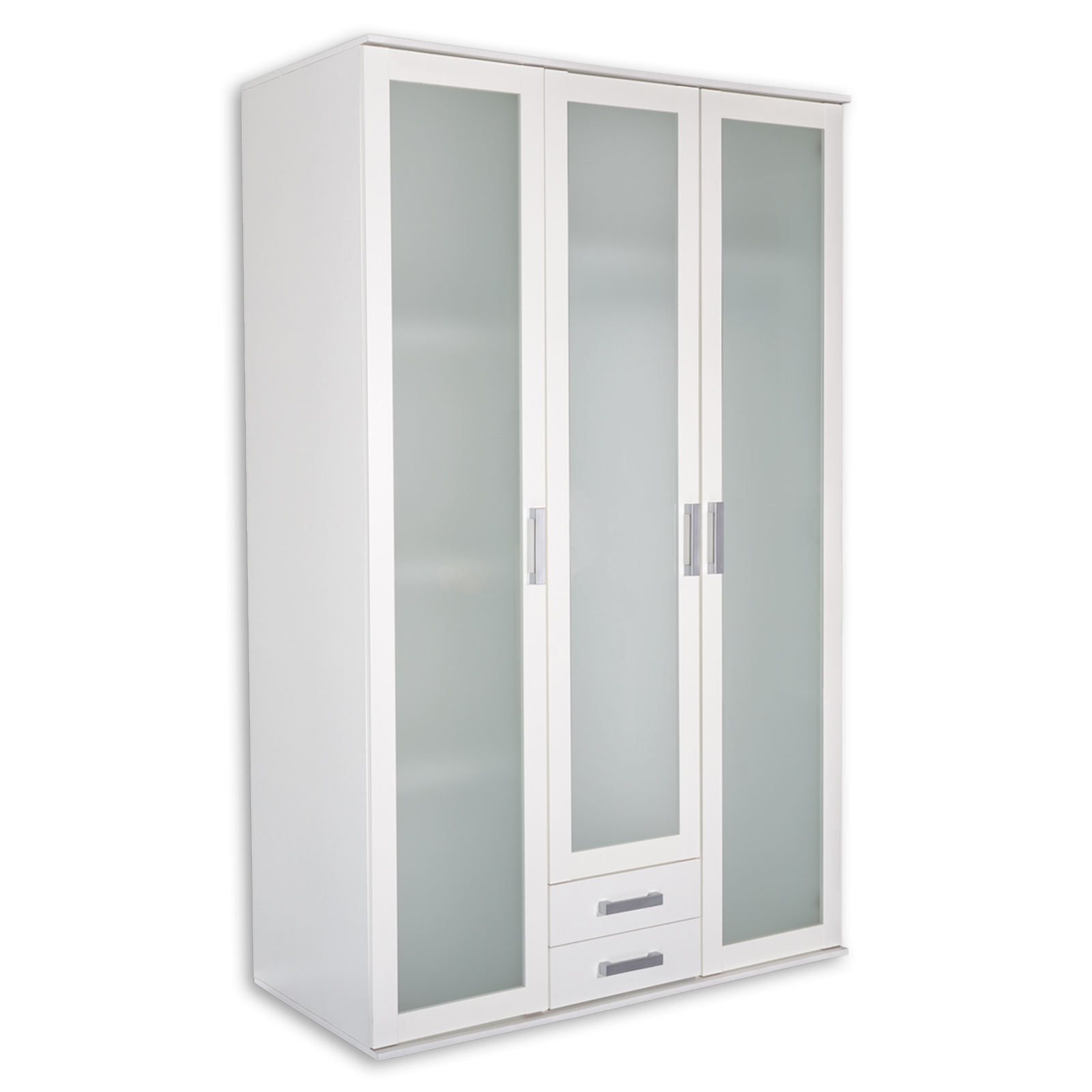 Drehtürenschrank - weiß - Milchglas - 136 cm