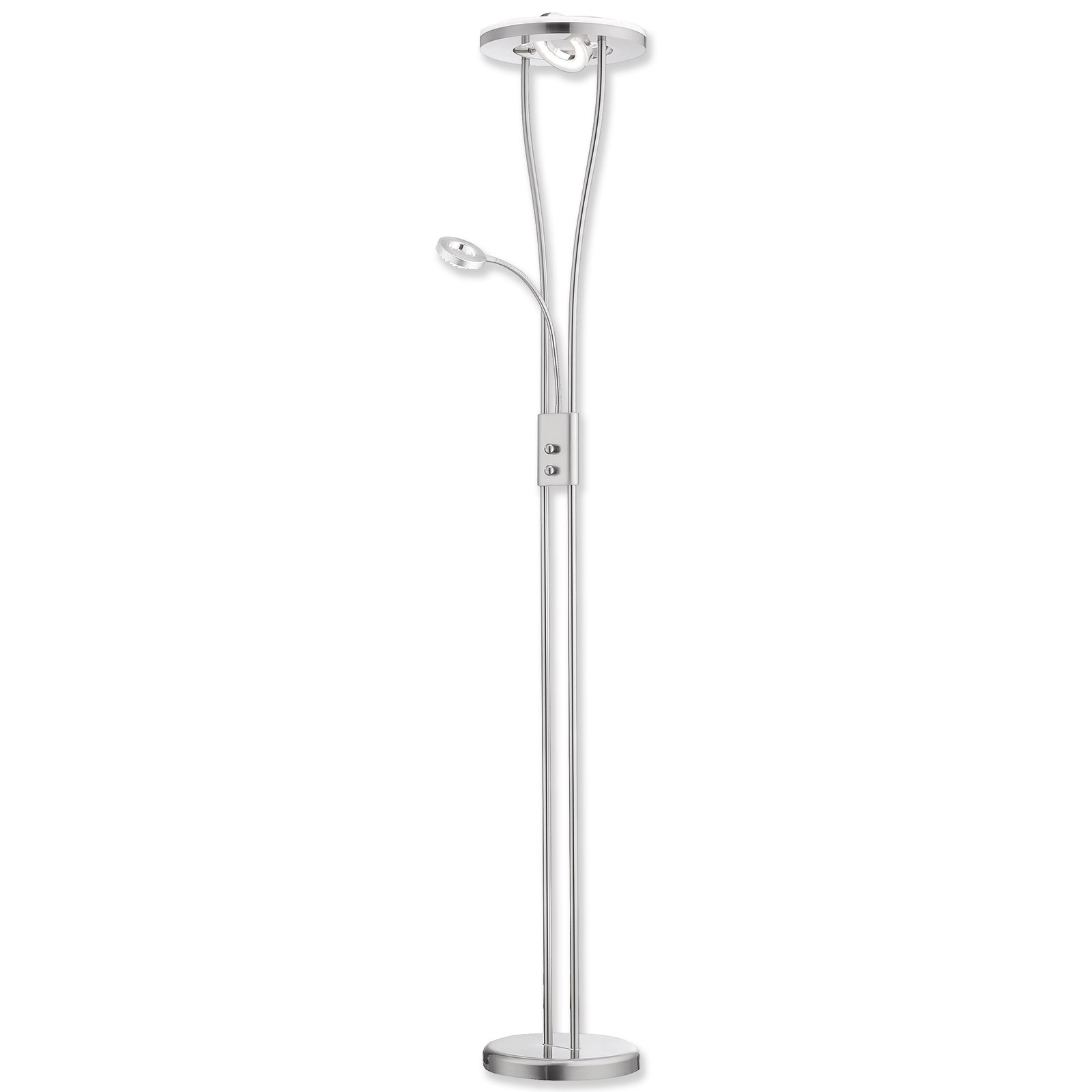 LED-Deckenleuchte - mit Leselampe - silber - rund