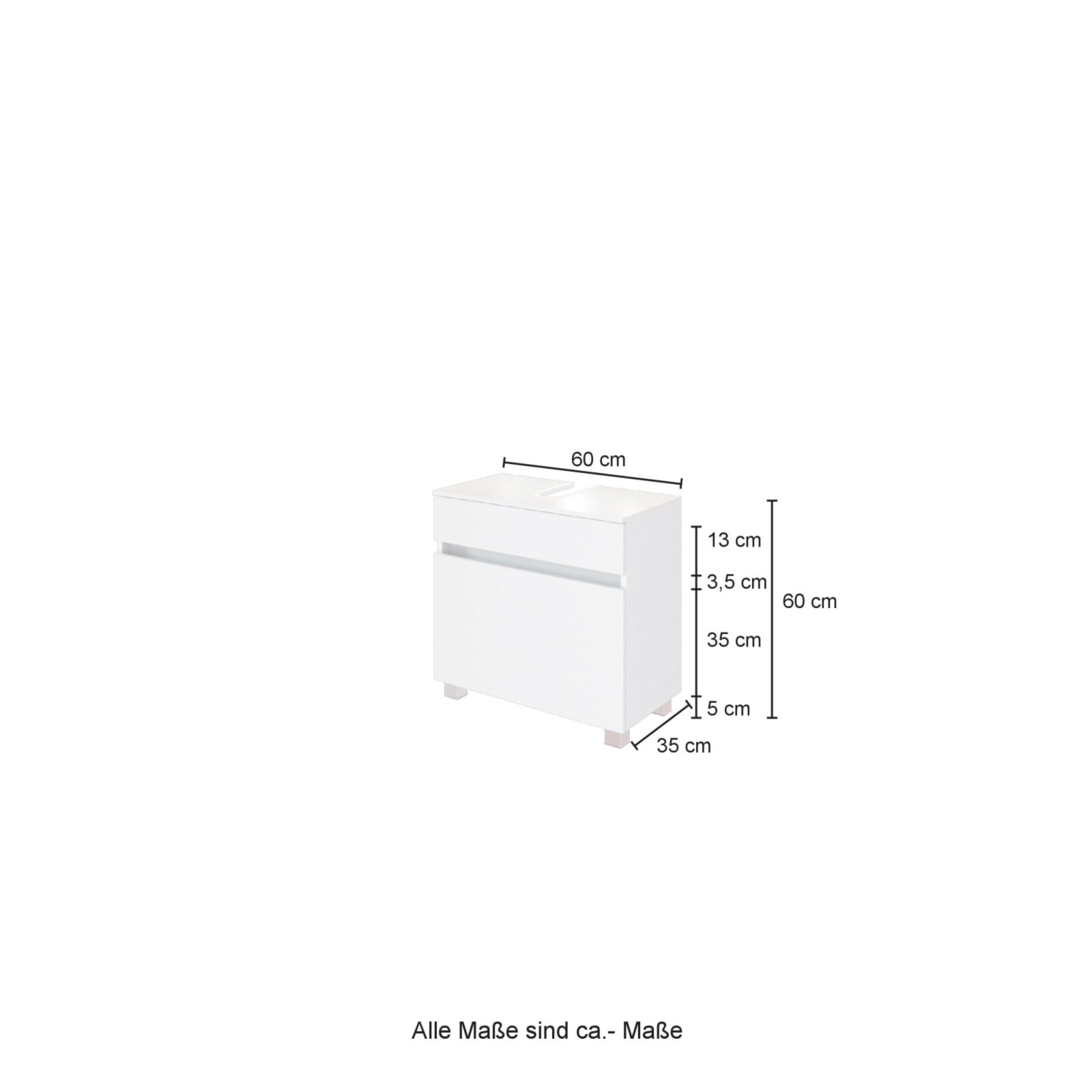 Waschbeckenunterschrank LUCCA - weiß matt-Wotan Eiche - 60 cm | Online bei  ROLLER kaufen