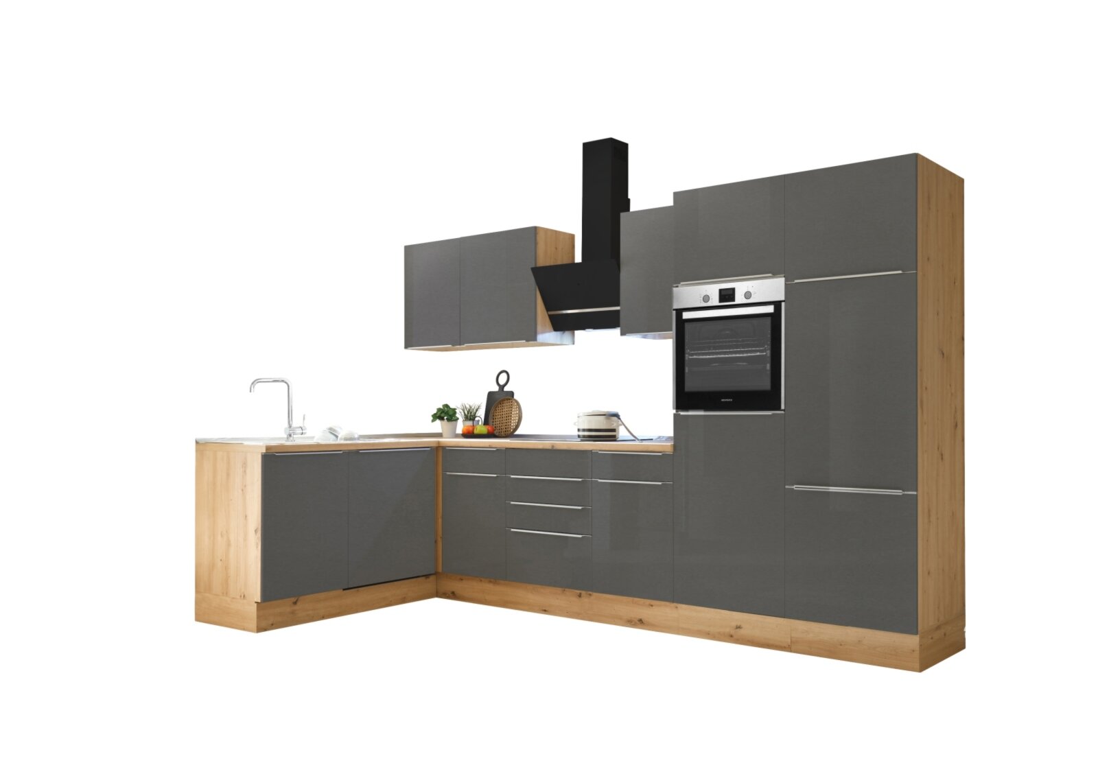 RESPEKTA Winkelküche - grau - Artisan Eiche - mit E-Geräten - 340 cm |  Online bei ROLLER kaufen