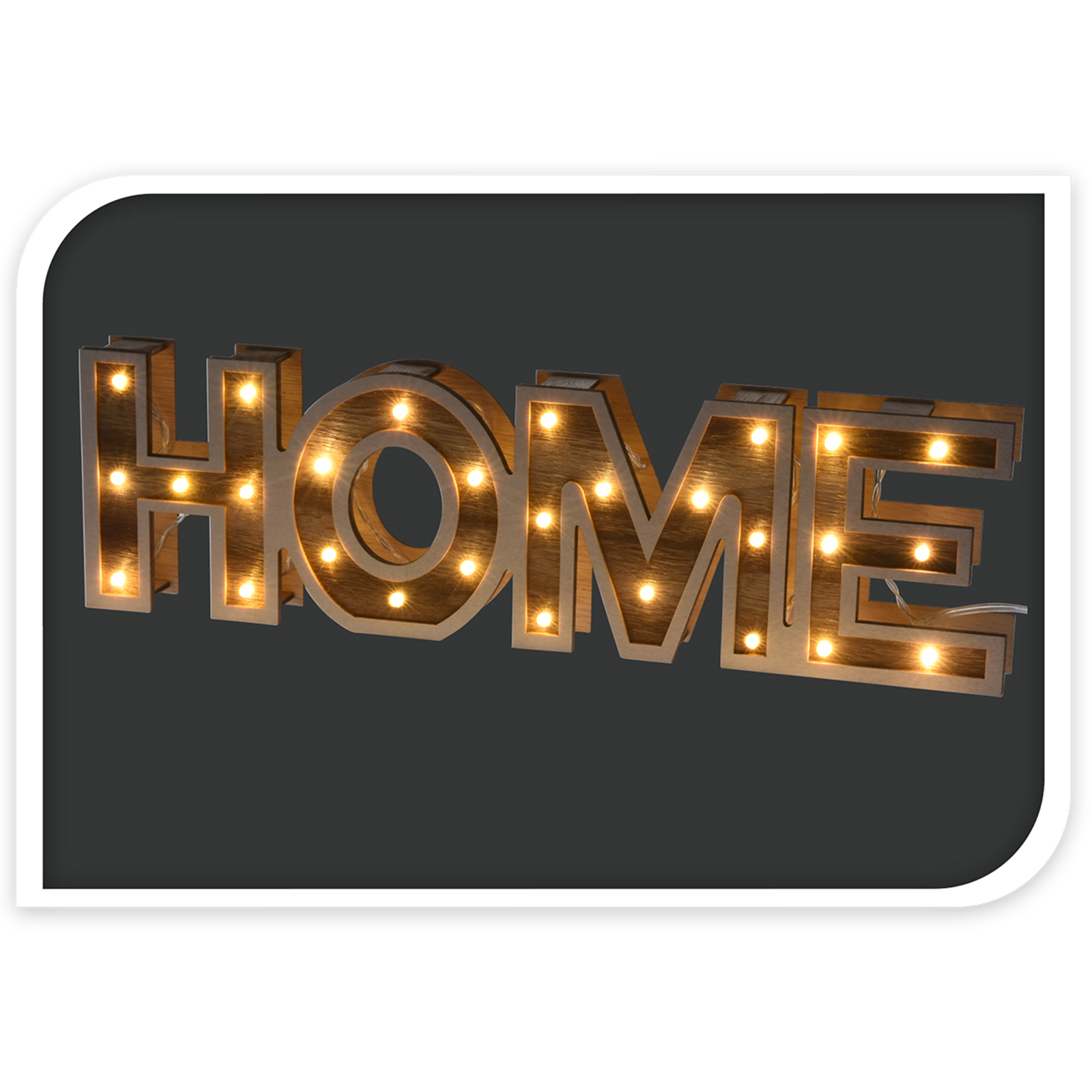 LED-Schriftzug HOME - beige-weiß
