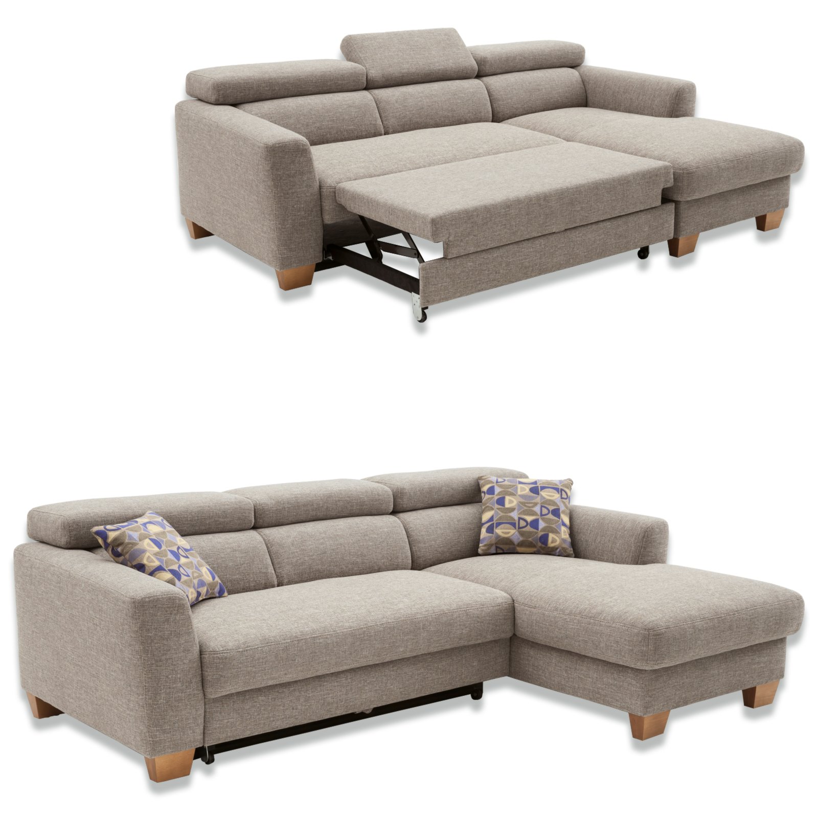 Ecksofa graubeige Recamiere rechts Ecksofas LForm Sofas