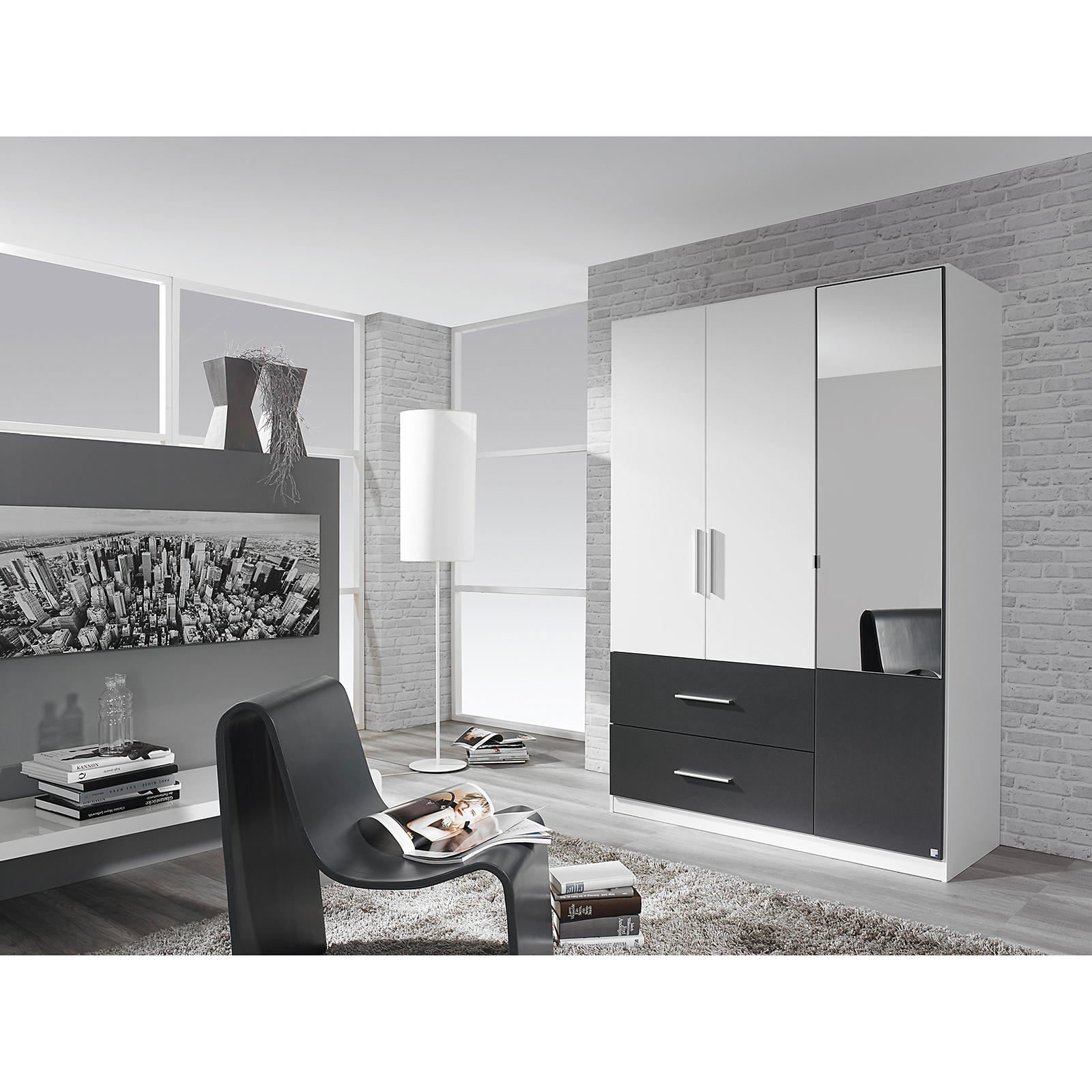 Kleiderschrank - alpinweiß-grau - 136 cm breit | Online ...