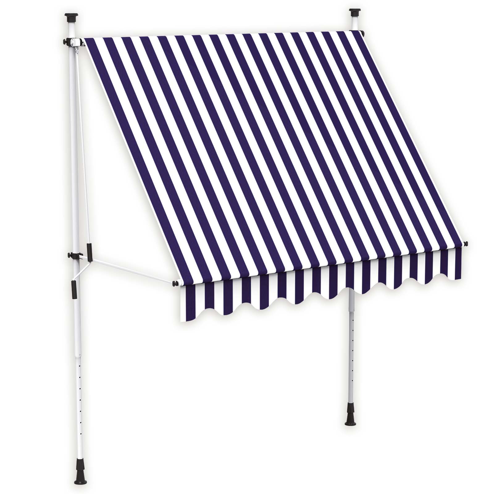 Klemm-Markise - blau-weiß - gestreift - 195x120 cm