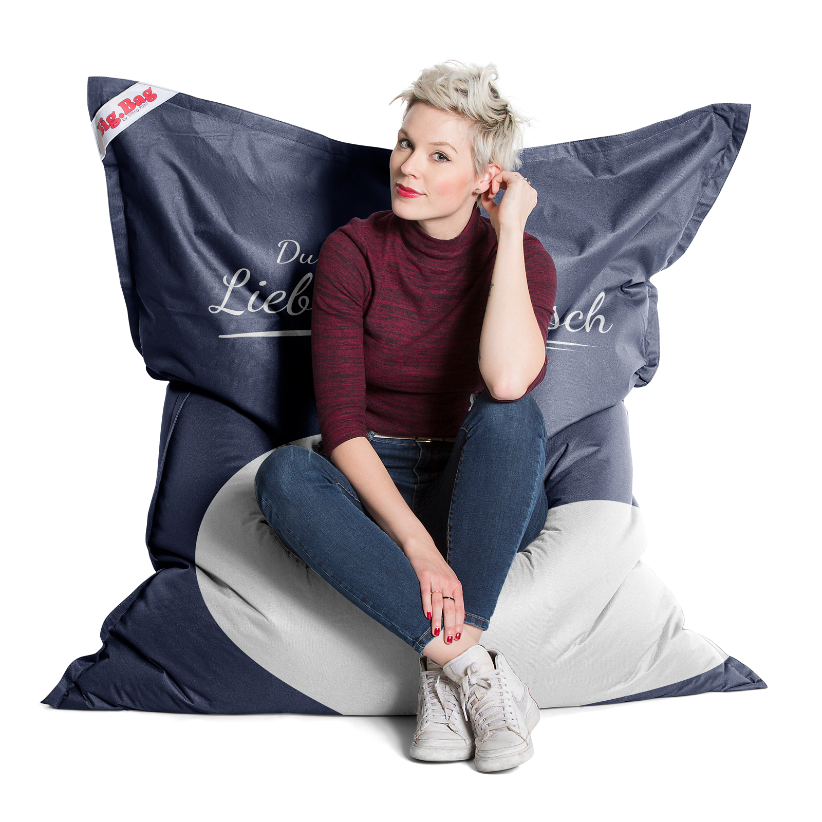 Sitzsack - jeansblau - Lieblingsmensch - 130x170 cm
