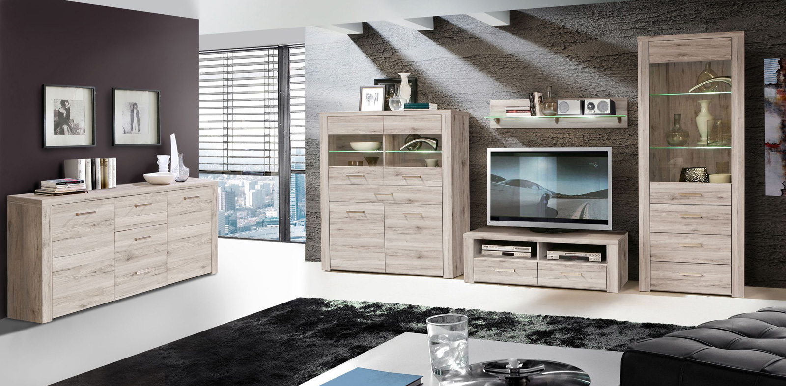 Sideboard - Sandeiche - Edelstahl