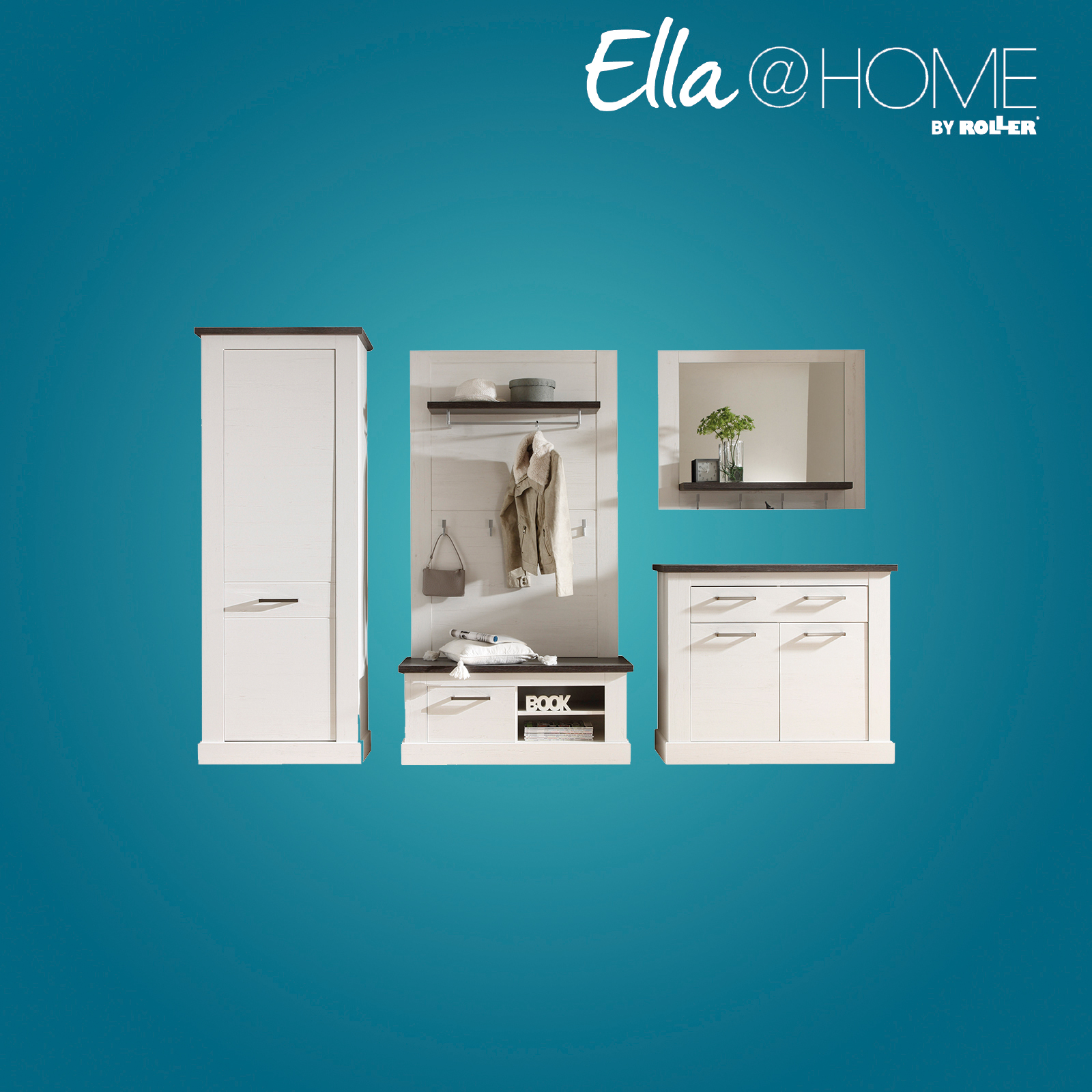 Ella@HOME Spiegel - weiß-Wenge - mit Ablagefläche