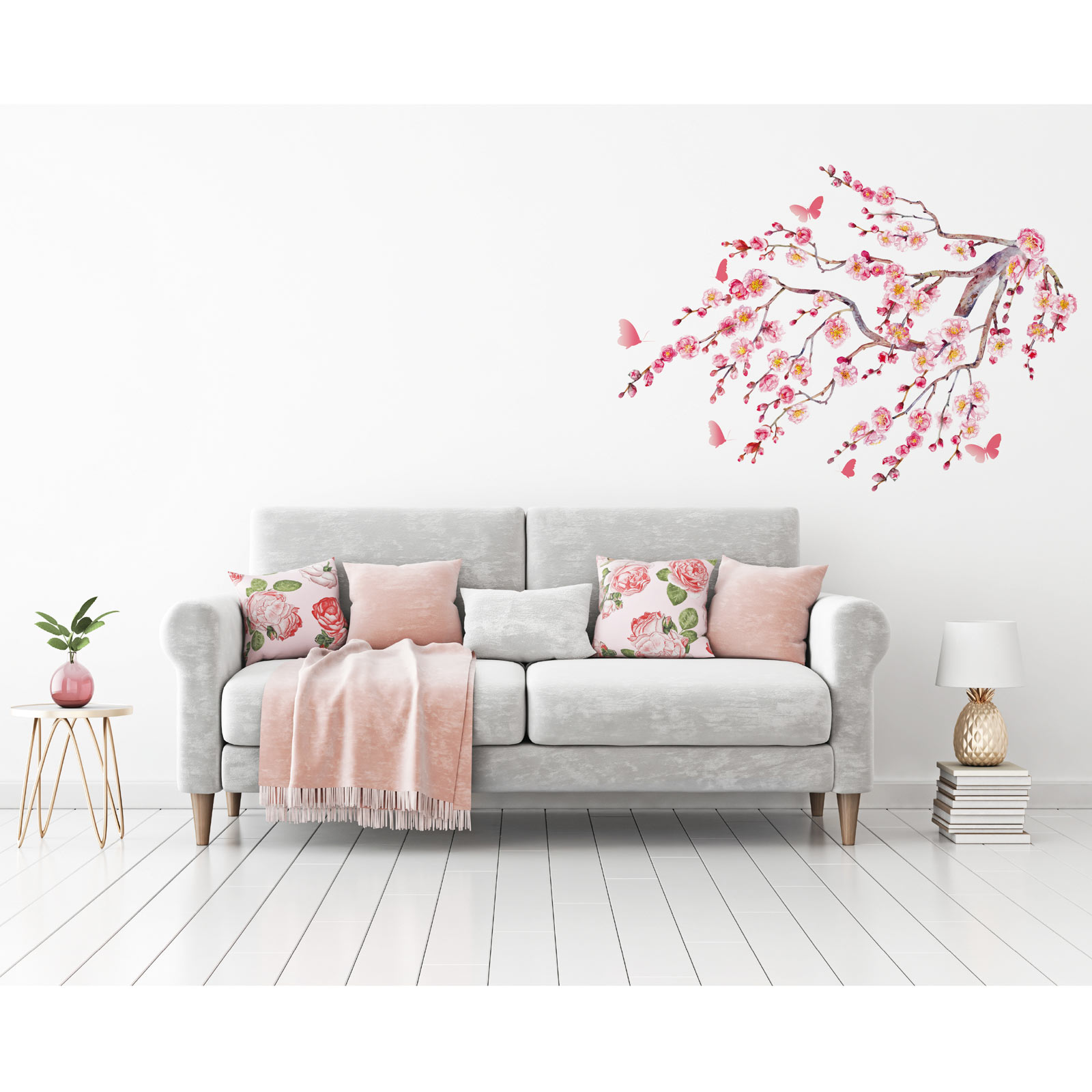 Wandtattoo - pink - Kischblüten-Motiv - selbstklebend