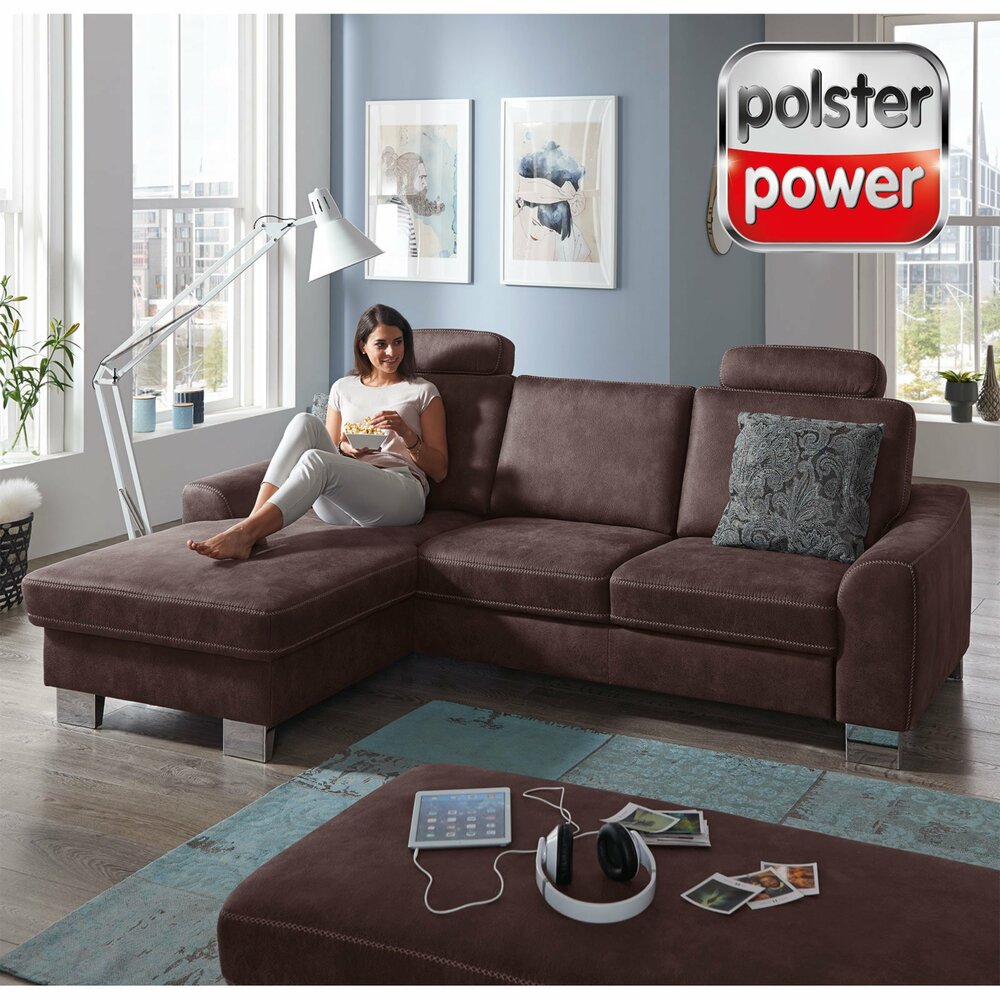 polsterpower Ecksofa braun mit Funktionen Canapé links Online