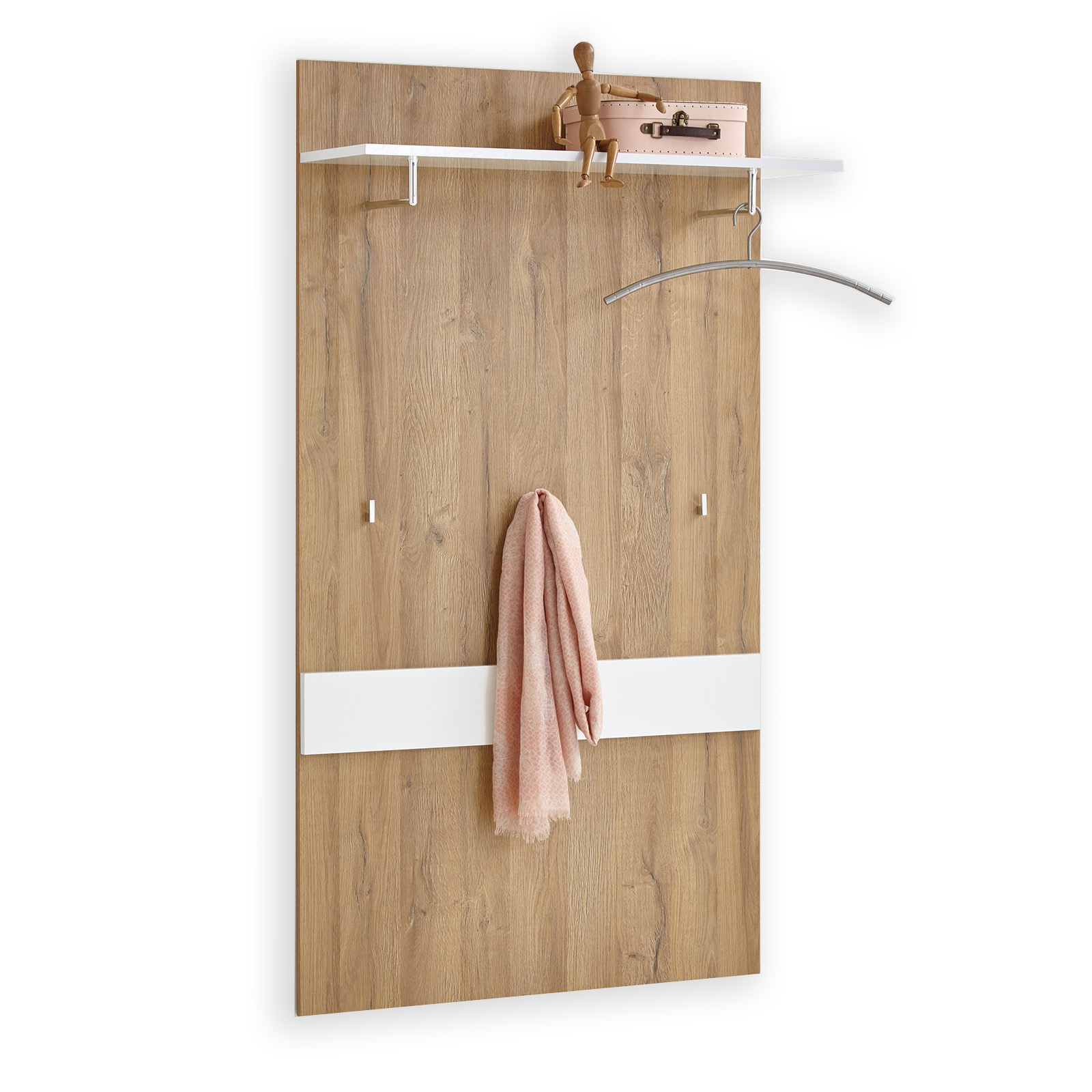 Garderobenpaneel - Alteiche-weiß - 80 cm breit