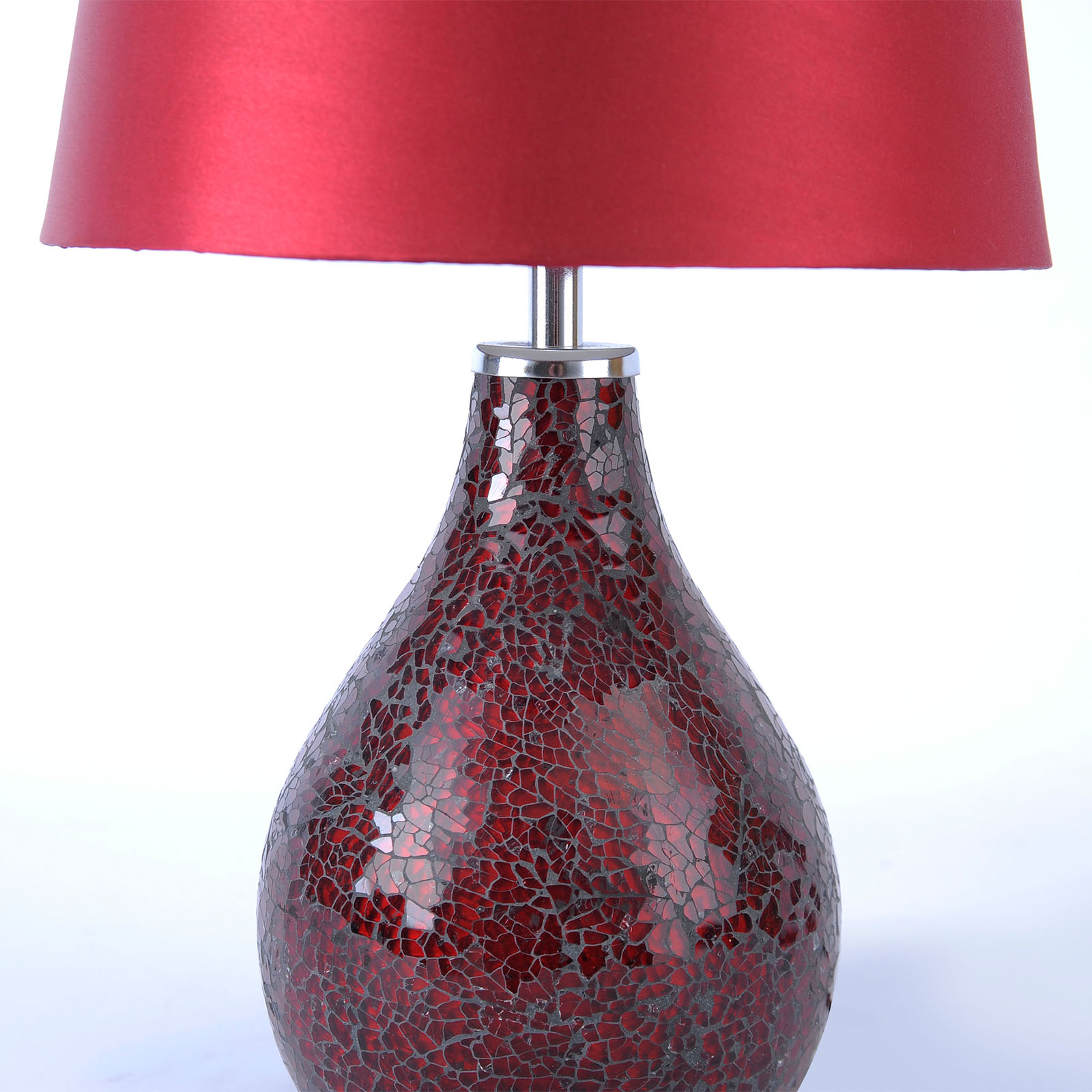 Tischlampe - rot - Stoffschirm