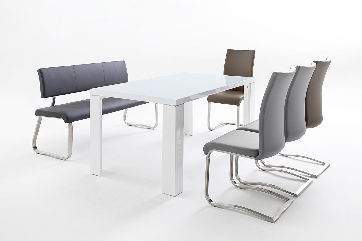 Bank - cappuccino - Leder - 155 cm breit
