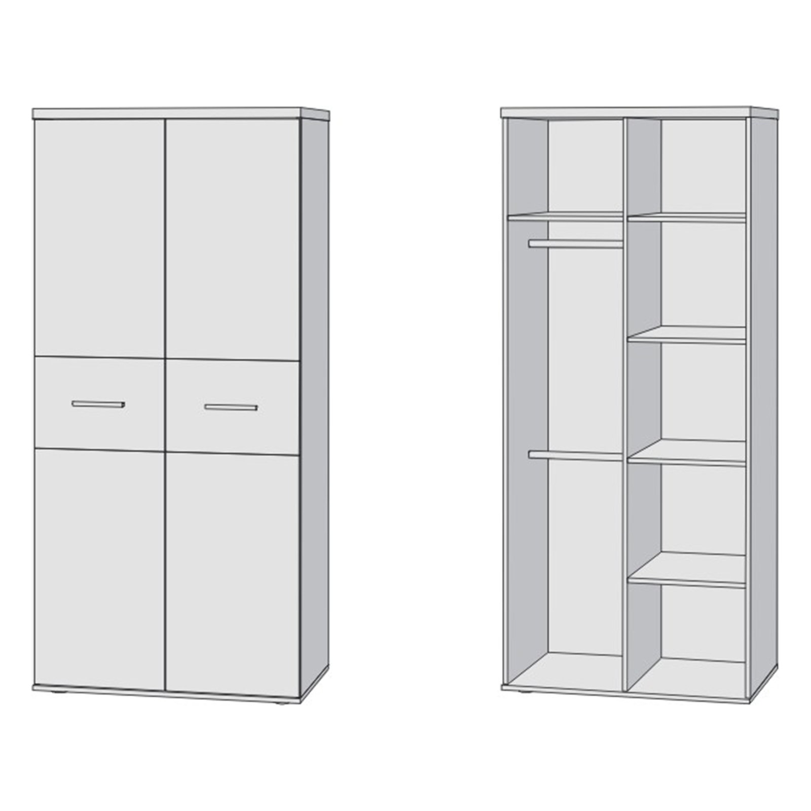 Kleiderschrank Sonoma Eiche 80 cm breit Online bei ROLLER kaufen
