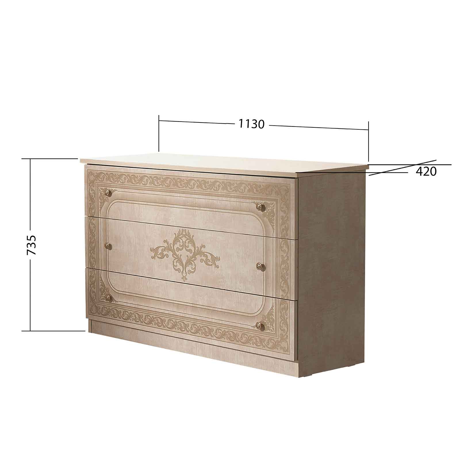 6-teiliges Schlafzimmer-Set ELENA - creme-goldfarben - Schrank 4-tuerig