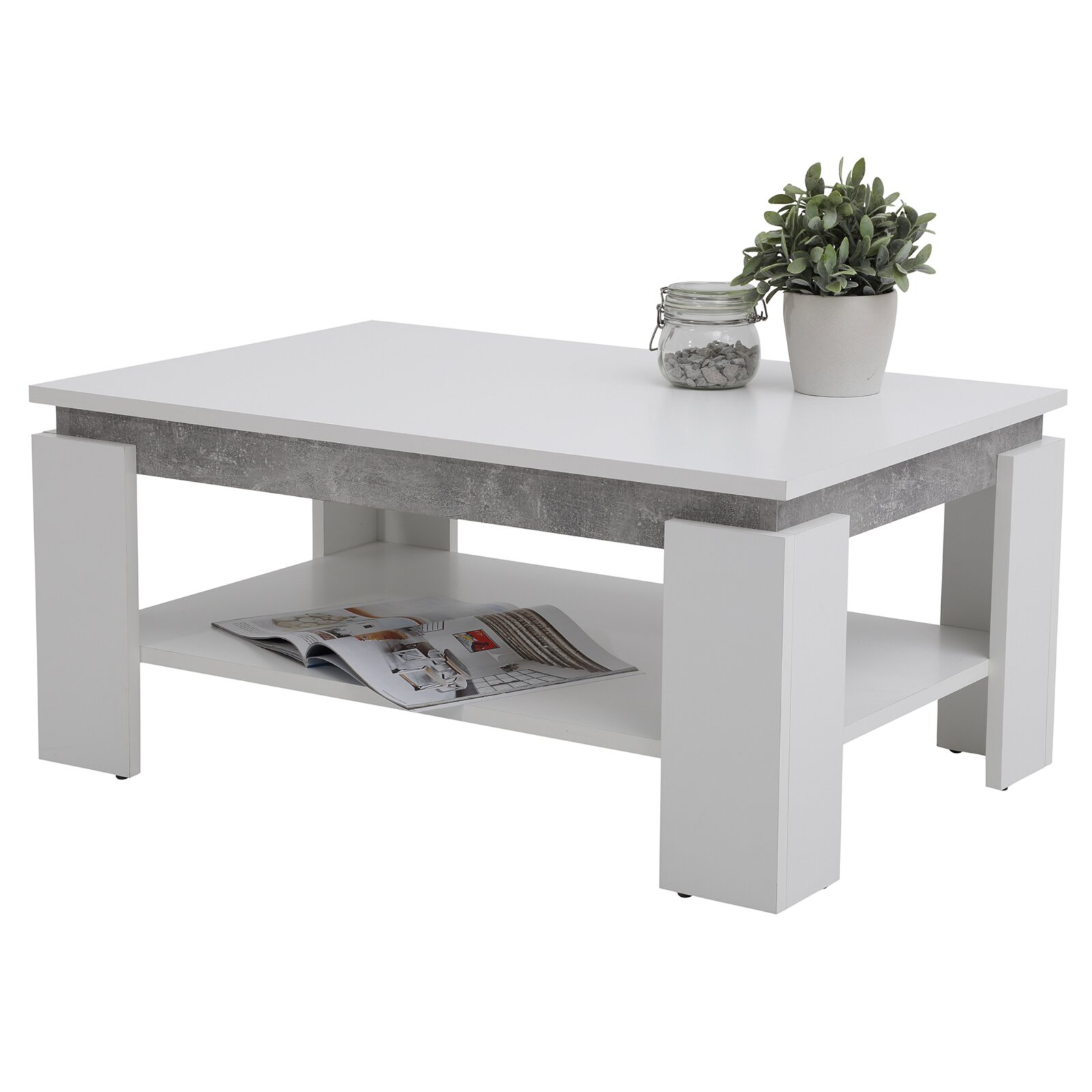 couchtisch - weiß - beton - 90 cm