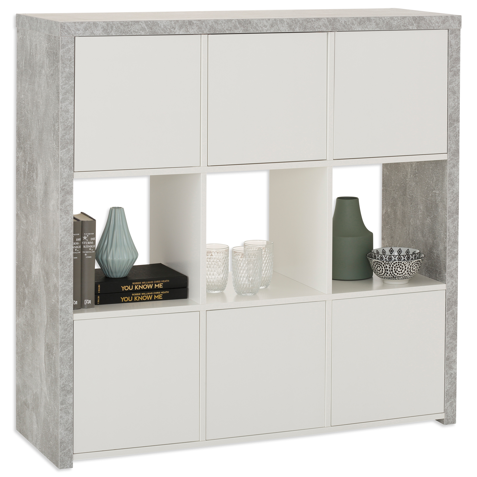 Regal - Beton-weiß - 3x3 Fächer