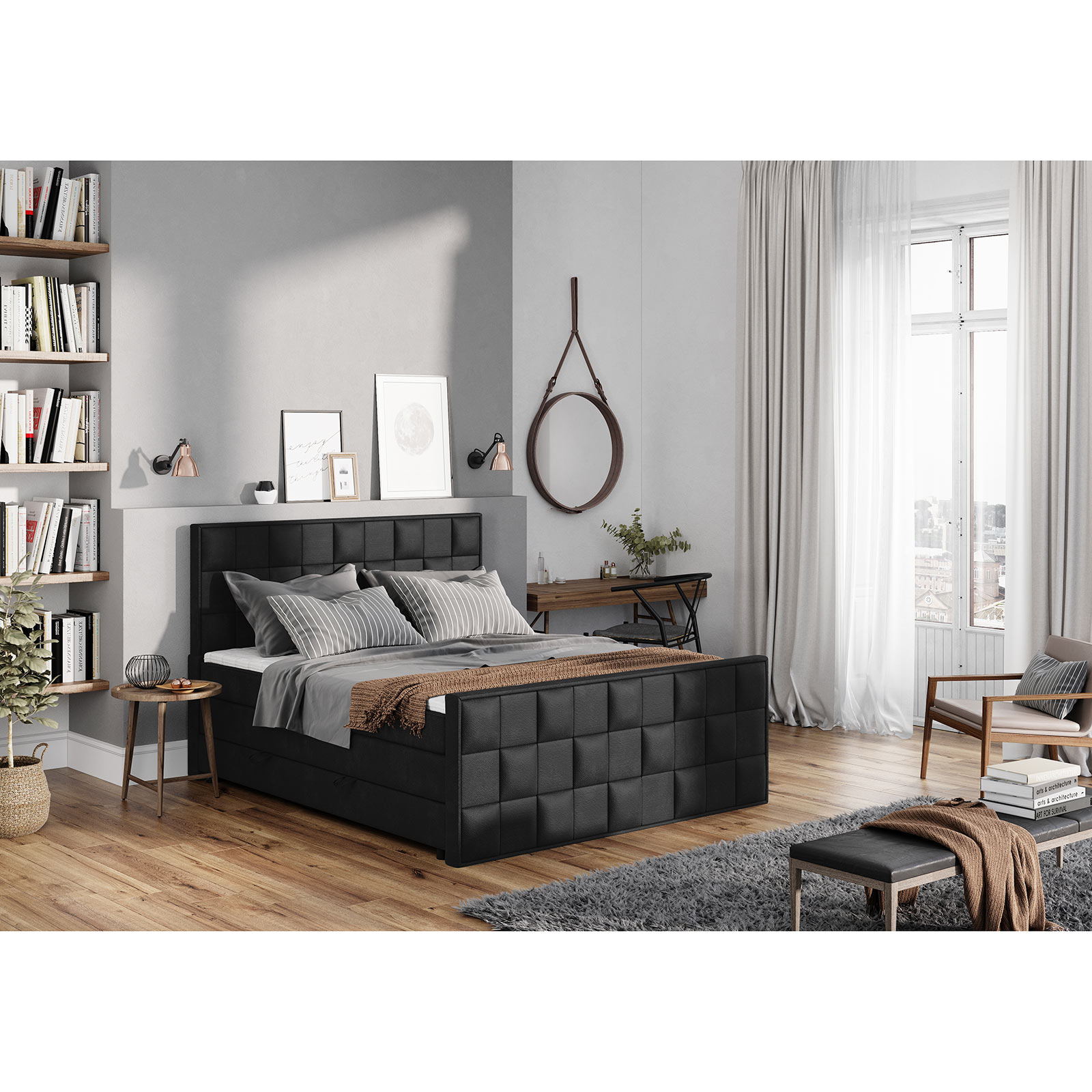 Boxspringbett - schwarz - H3 - 180x200 cm