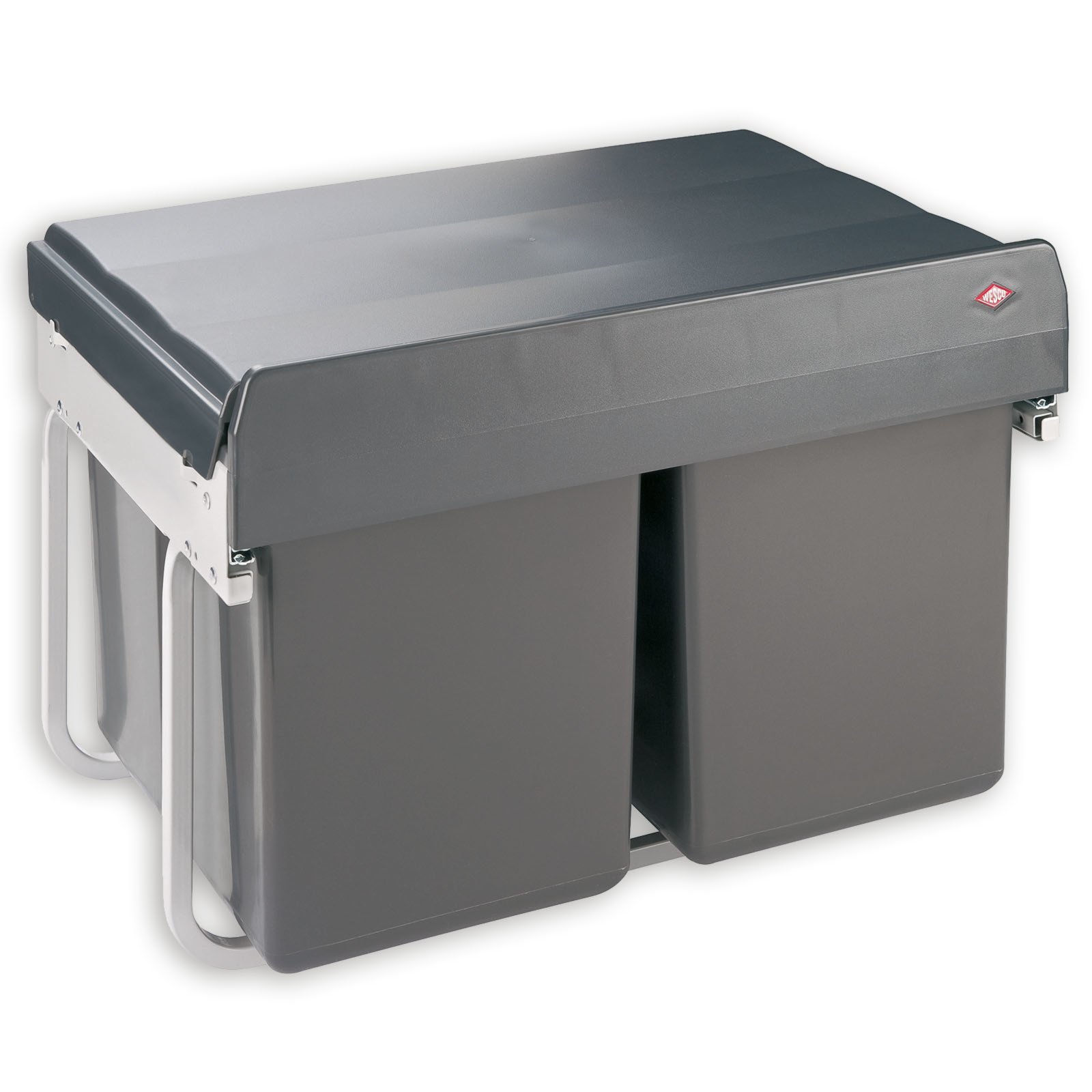 Einbau-Mülleimer - silber - 2-Fach-Trennung Einbau-Mülleimer - silber - 2-Fach-Trennung