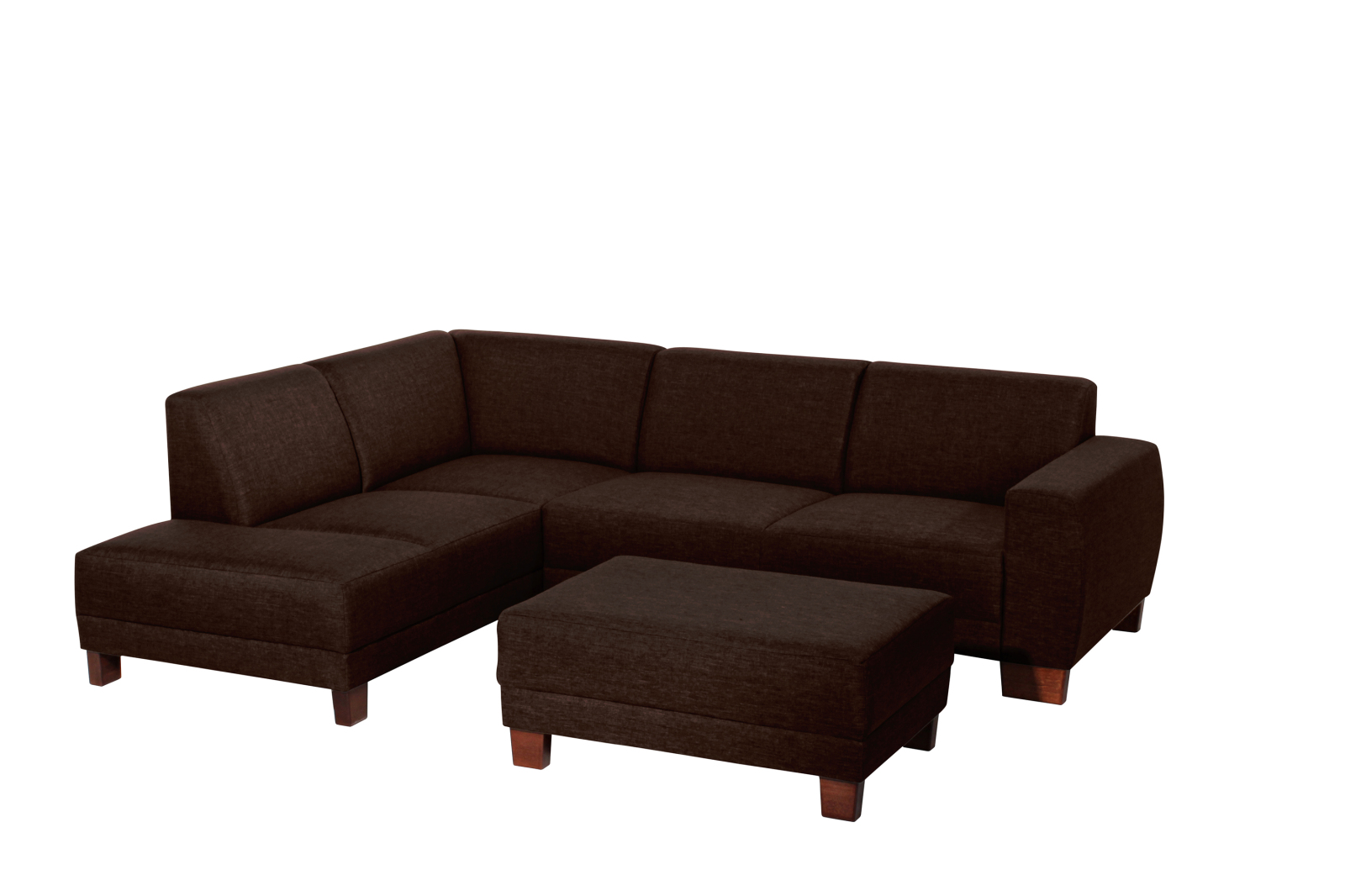 Ecksofa - schoko - Leinenoptik - Buche massiv Füße