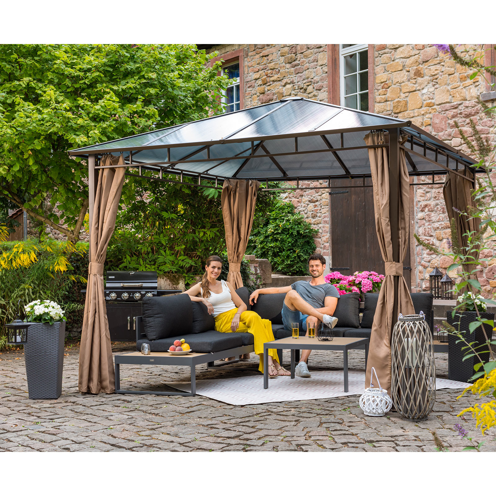 Gardiola Lounge-Set - anthrazit-teakfarben