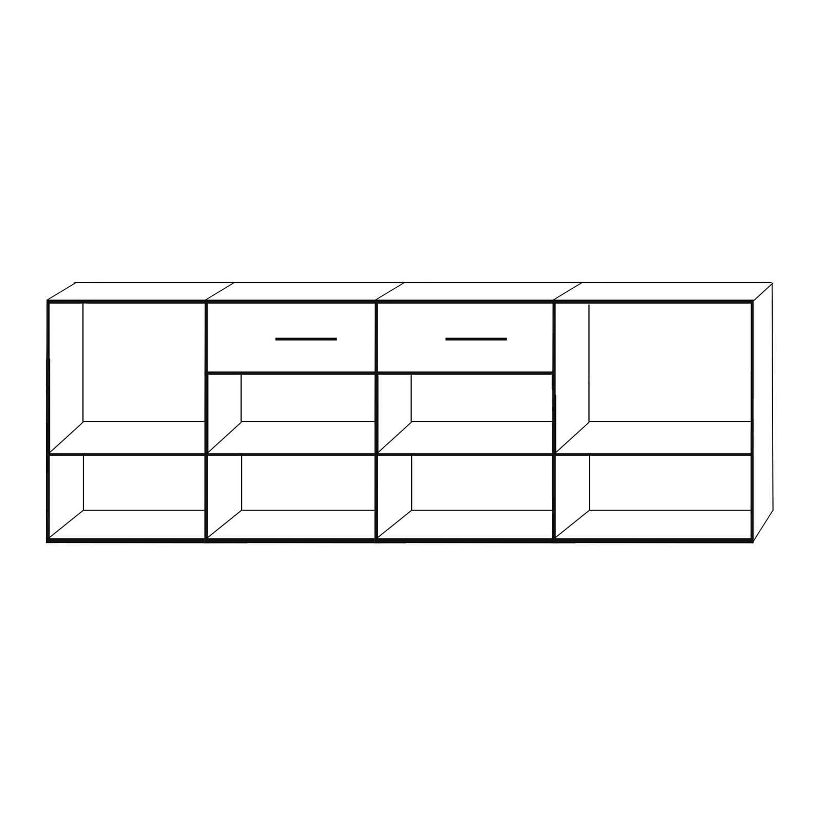 Sideboard - weiß Hochglanz - 4 Türen - 193 cm breit