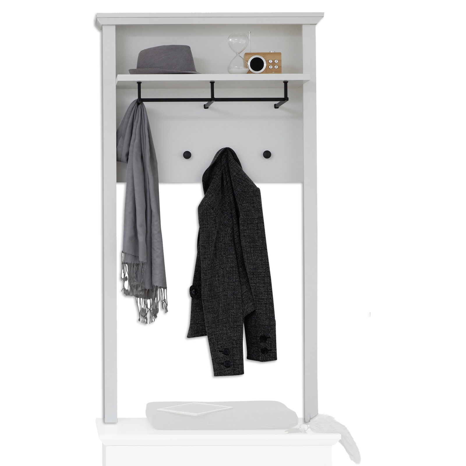 Garderobenpaneel - weiß - 81 cm - zur Sitzbank