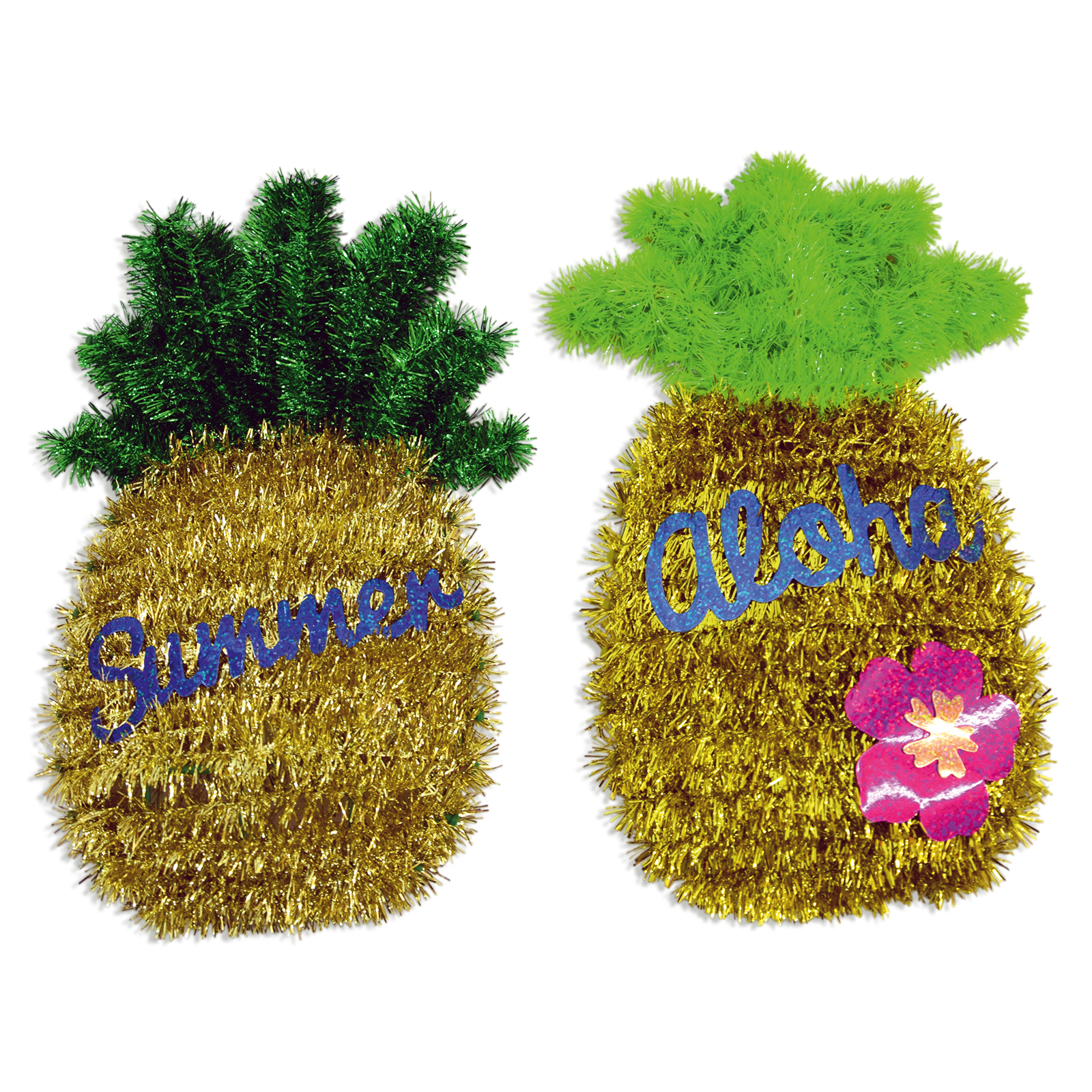 Lametta-Ananas - gold-grün - sommerliche Motive - 20x32 cm