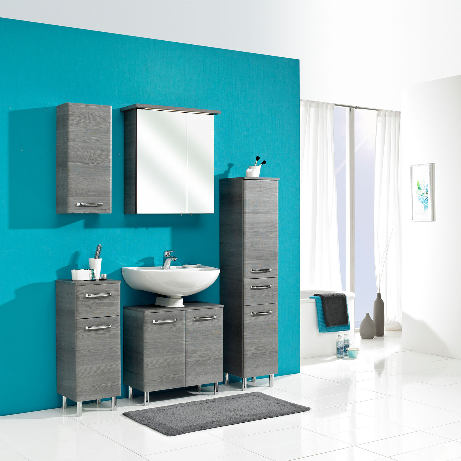Spiegelschrank - Graphit Struktur - 60 cm
