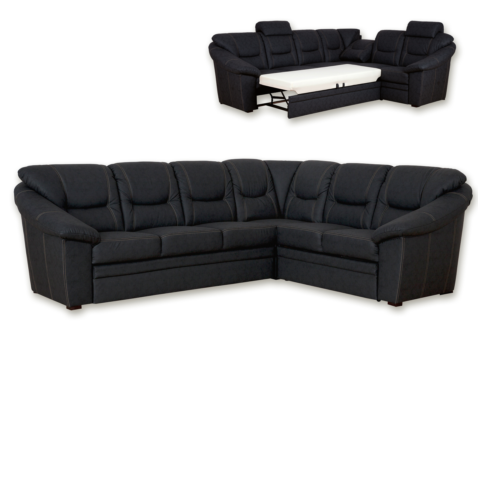 Ecksofa - dunkelgrau - Kunstleder - Liegefunktion